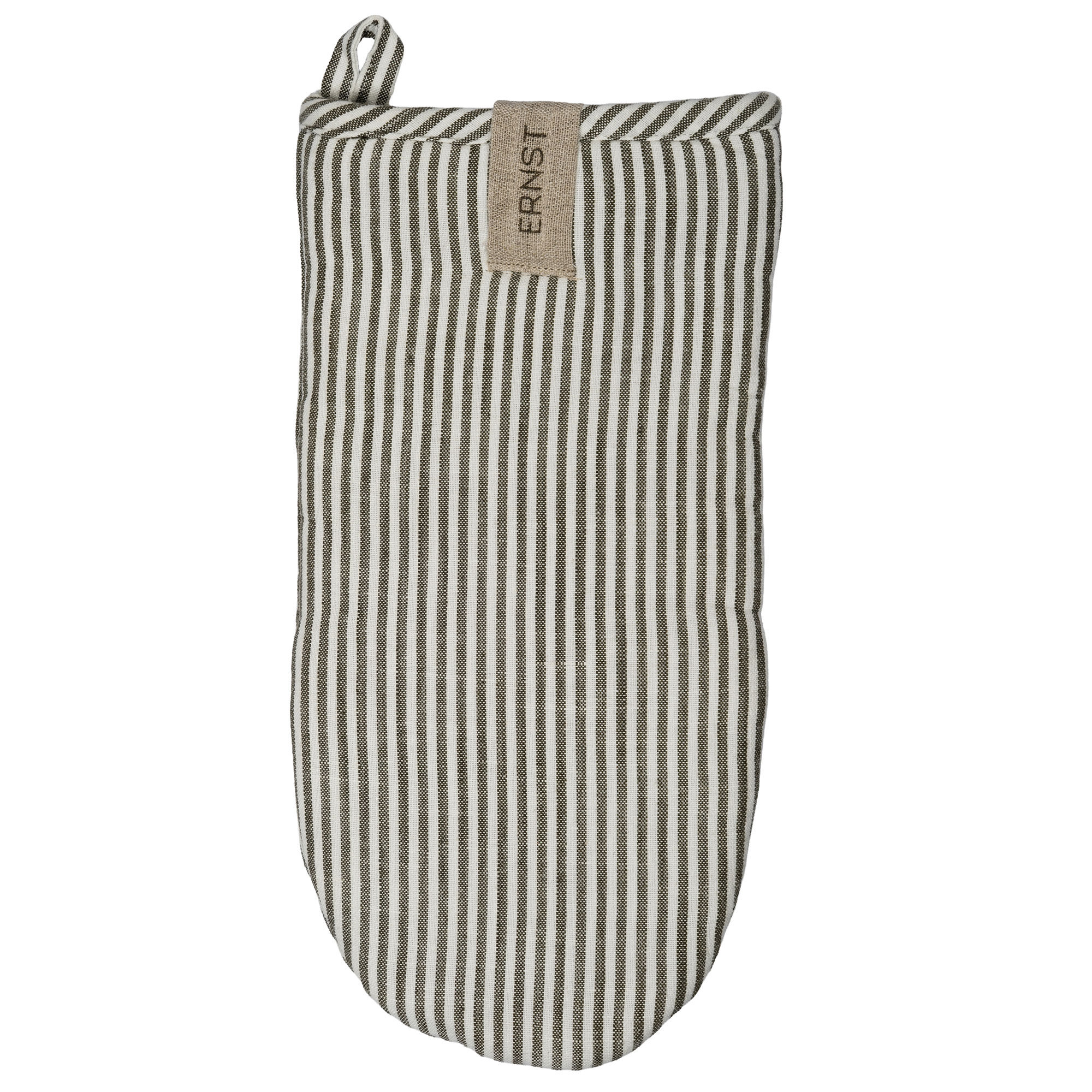 Ernst Grillhandske 16   30 Cm Smalstribet  Salvie Hvid