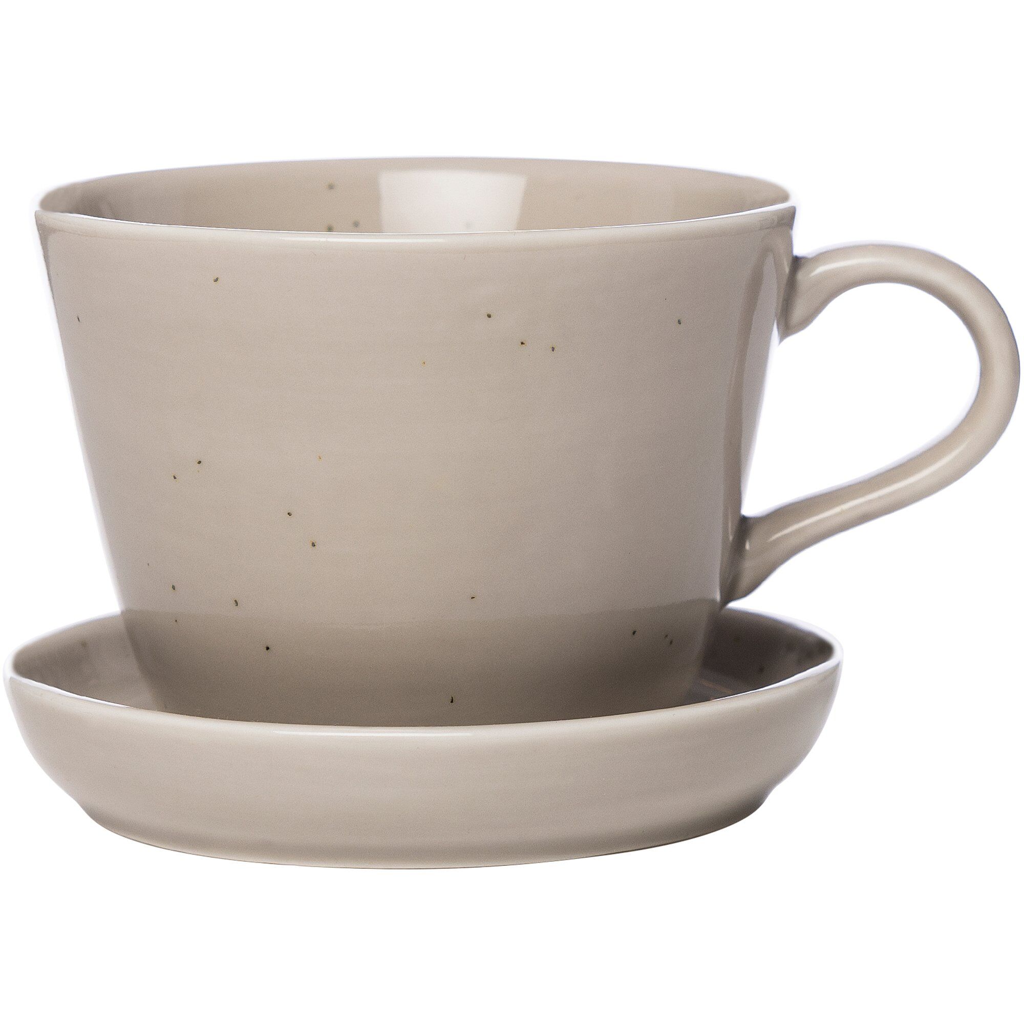 Ernst Kaffekop Med Underkop   Porcelæn 20 Cl  Sand
