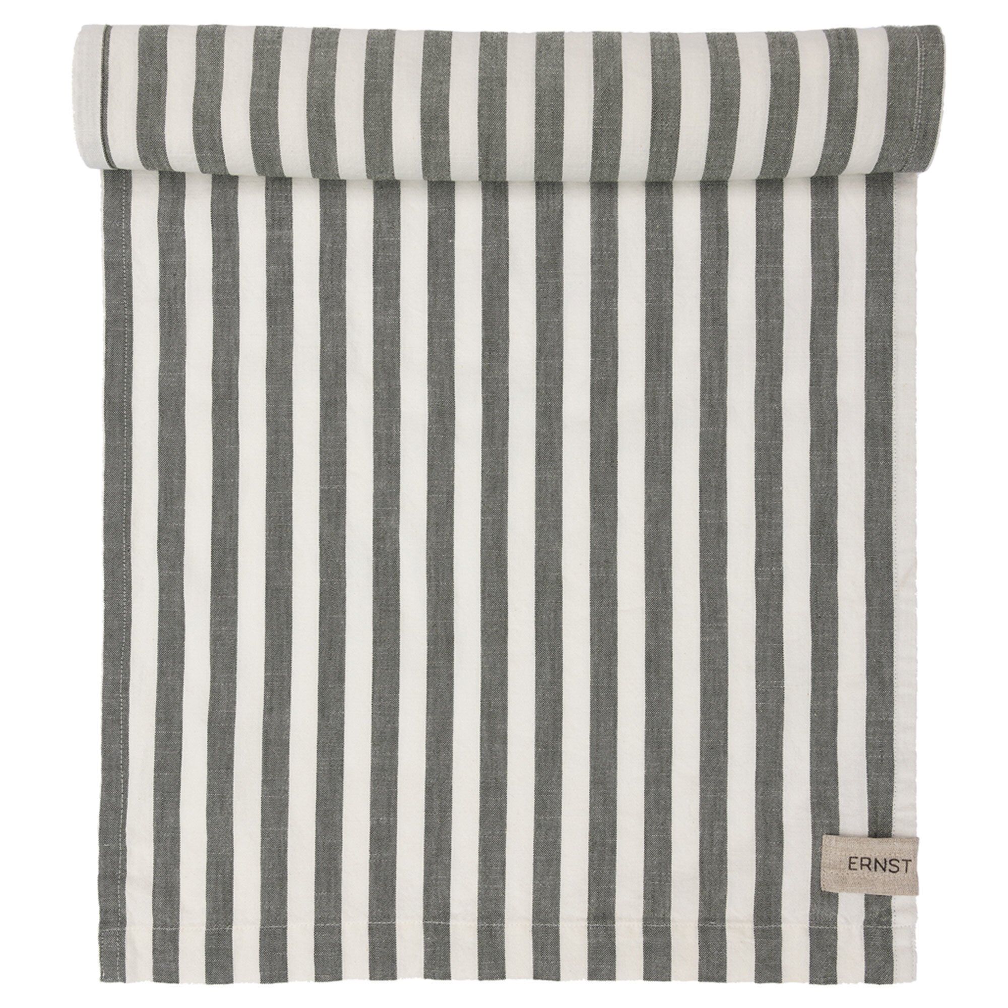 Ernst Løber Bred Stribe 45x150 Cm  Grøn Hvid