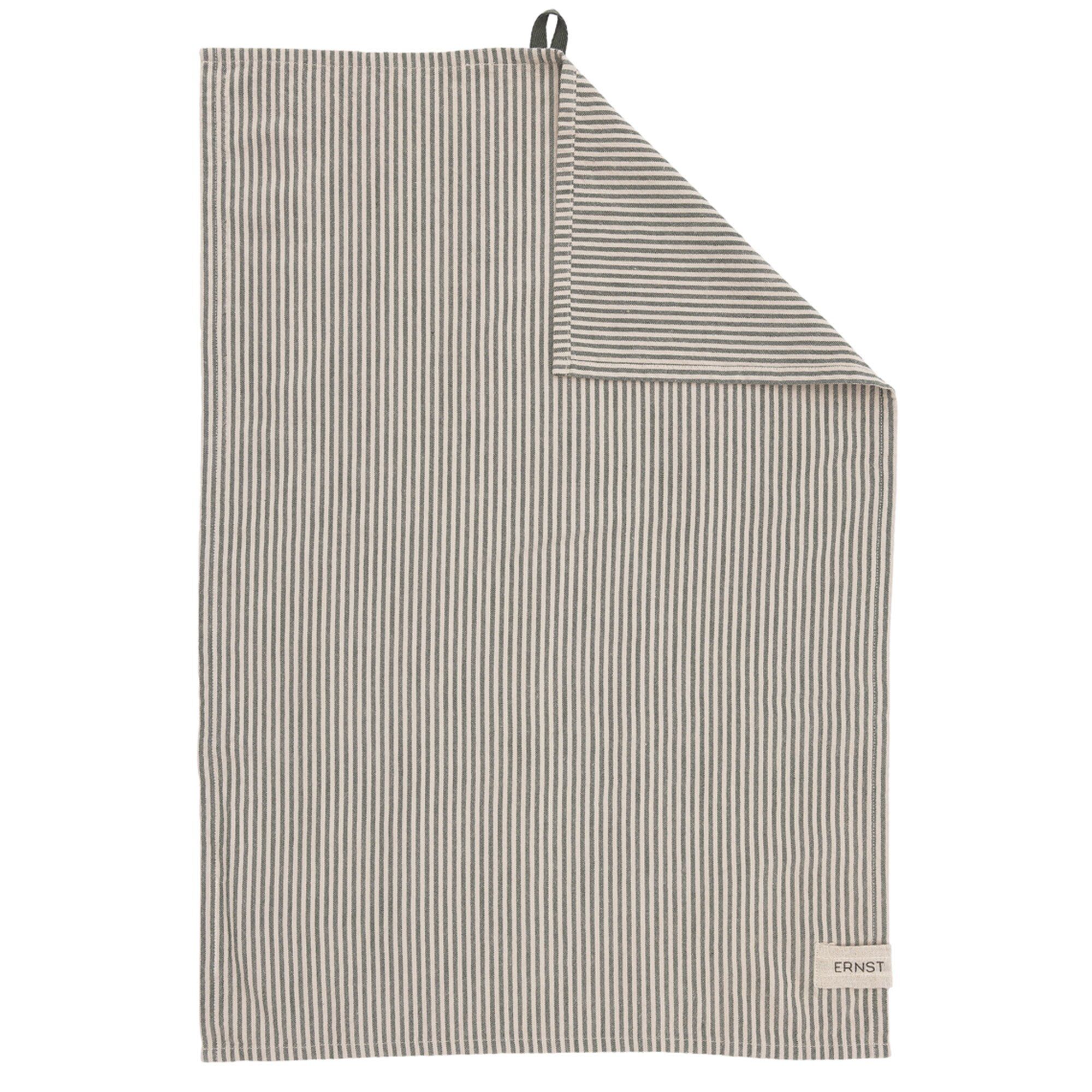 Ernst Viskestykke Stribet 47x70 Cm  Grøn Beige