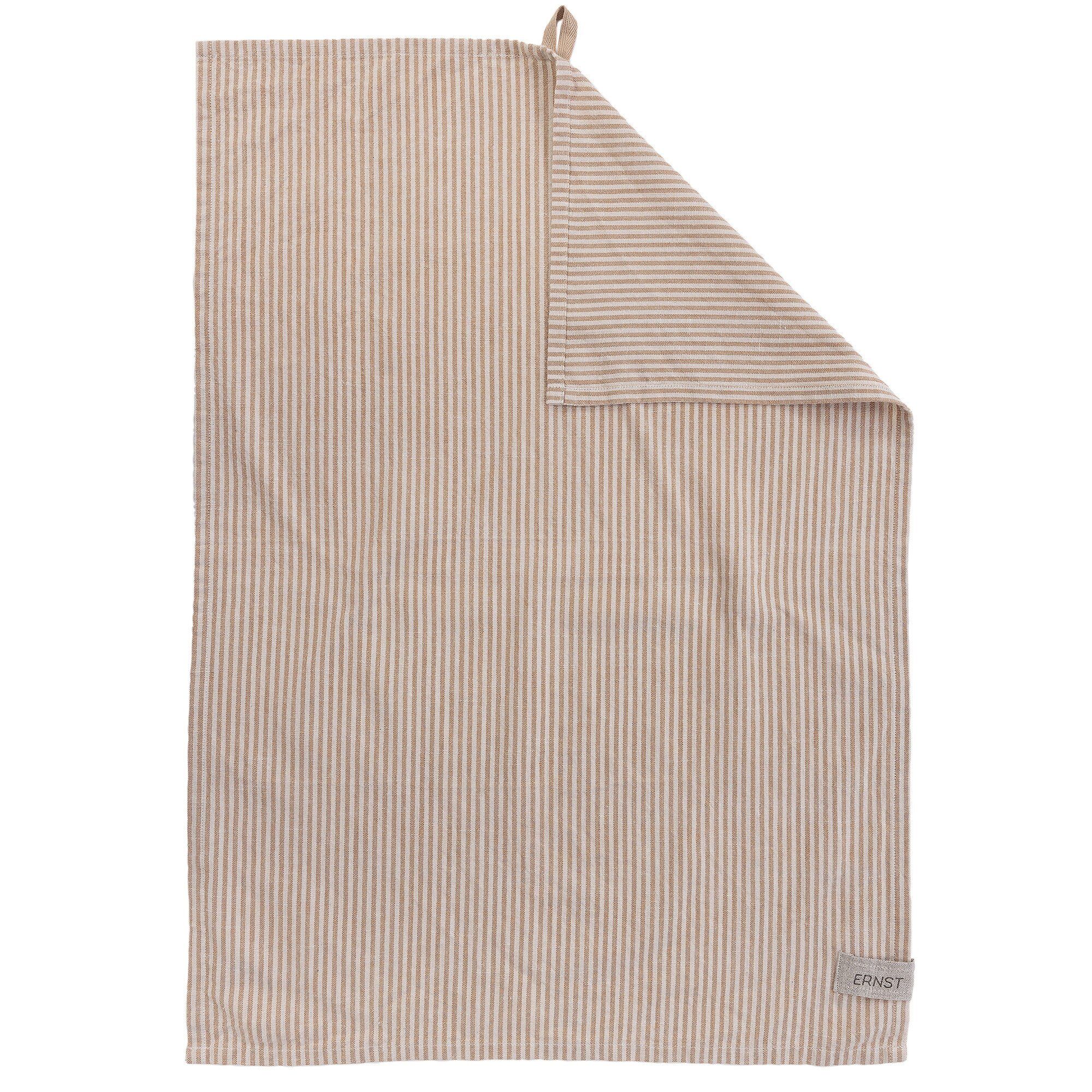 Ernst Viskestykke Stribet 47x70 Cm  Karamel Beige