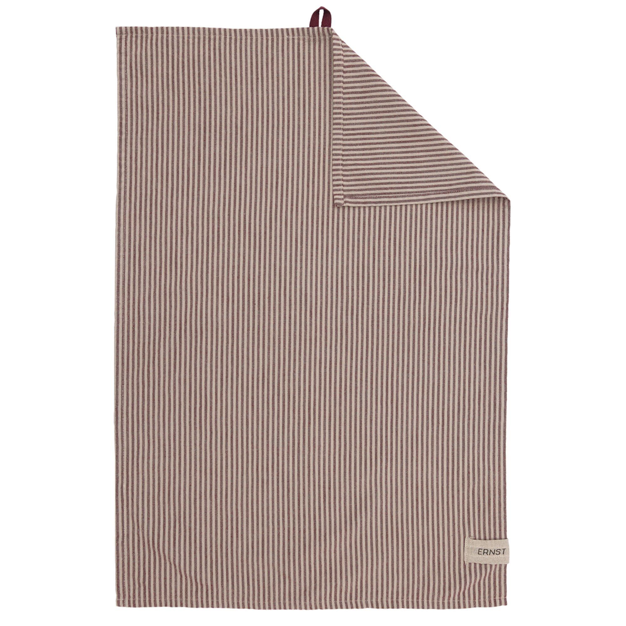 Ernst Viskestykke Stribet 47x70 Cm  Rød Beige