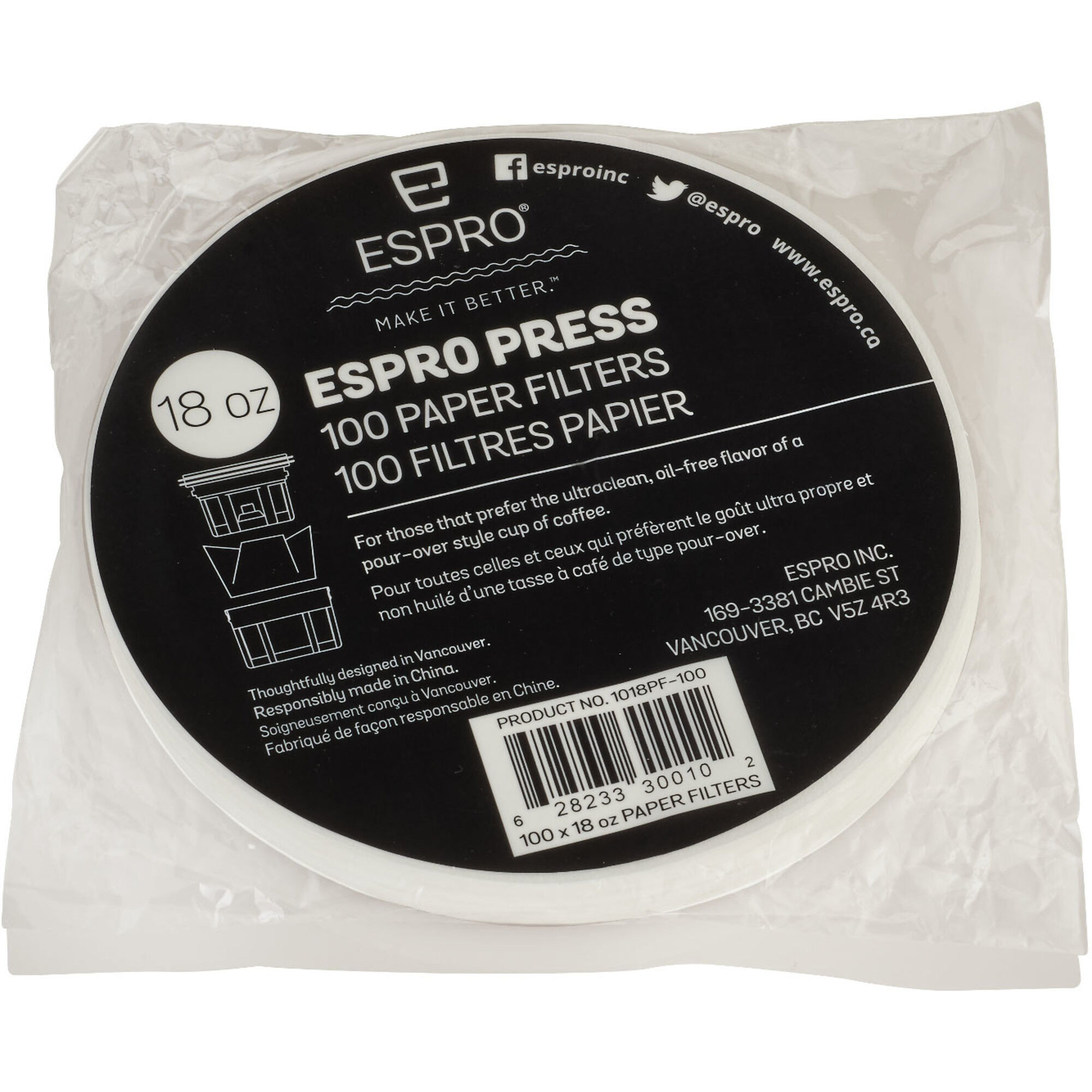 Espro 100 Stk  Papirfiltre Til     Liter