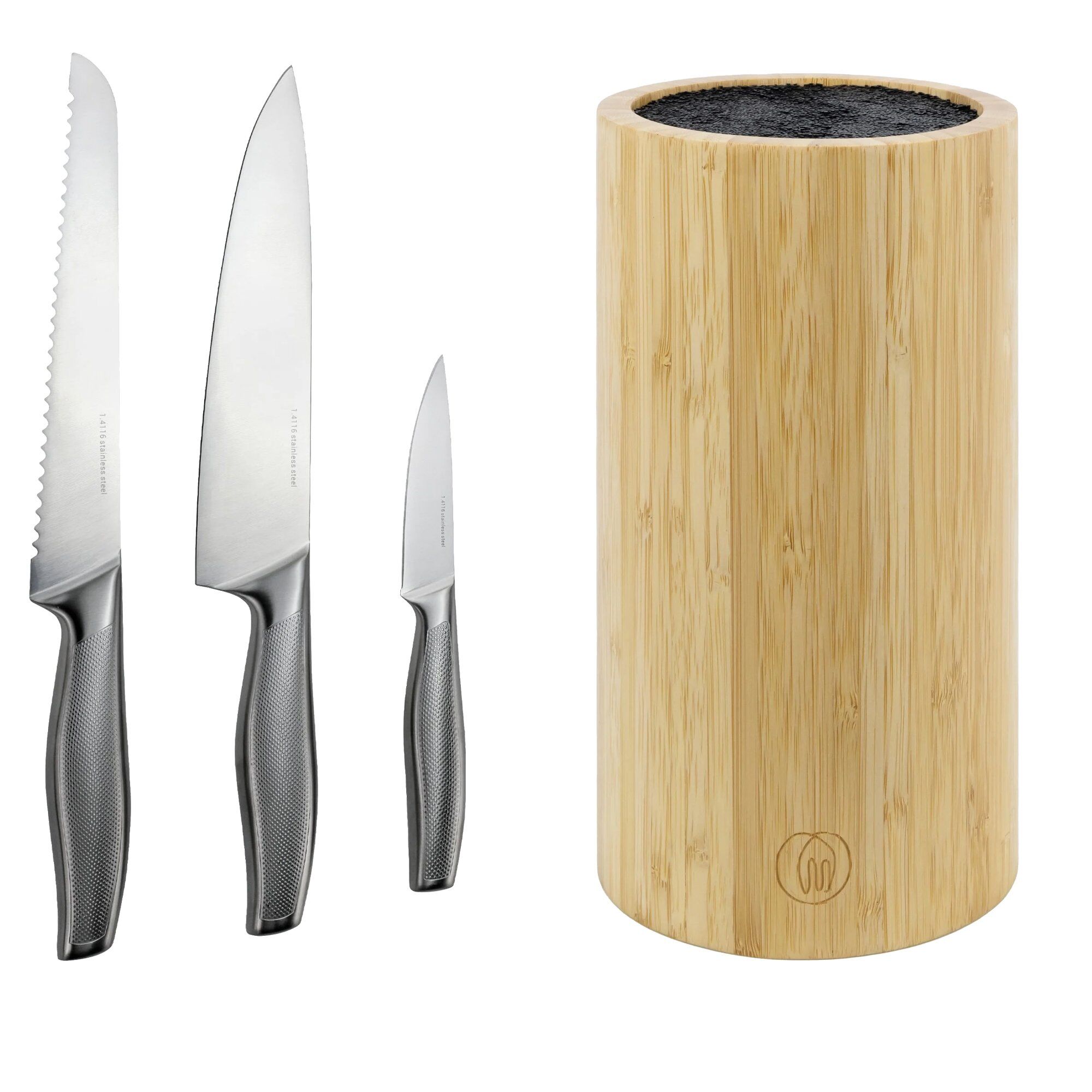 Essentials  -delt Knivsæt Med Knivblok   Fsc-bambus