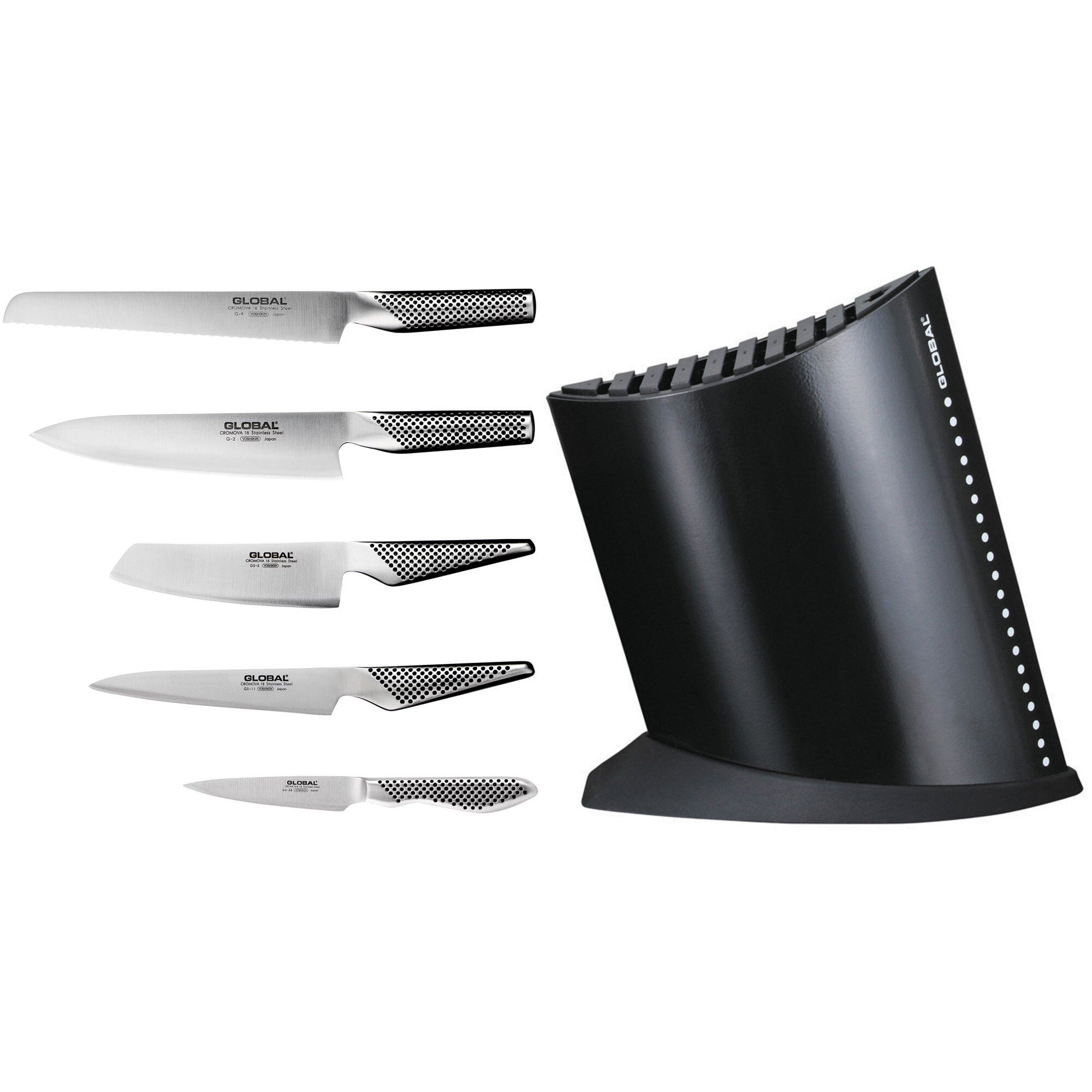 Global Knivsæt Med Knivblok Sort