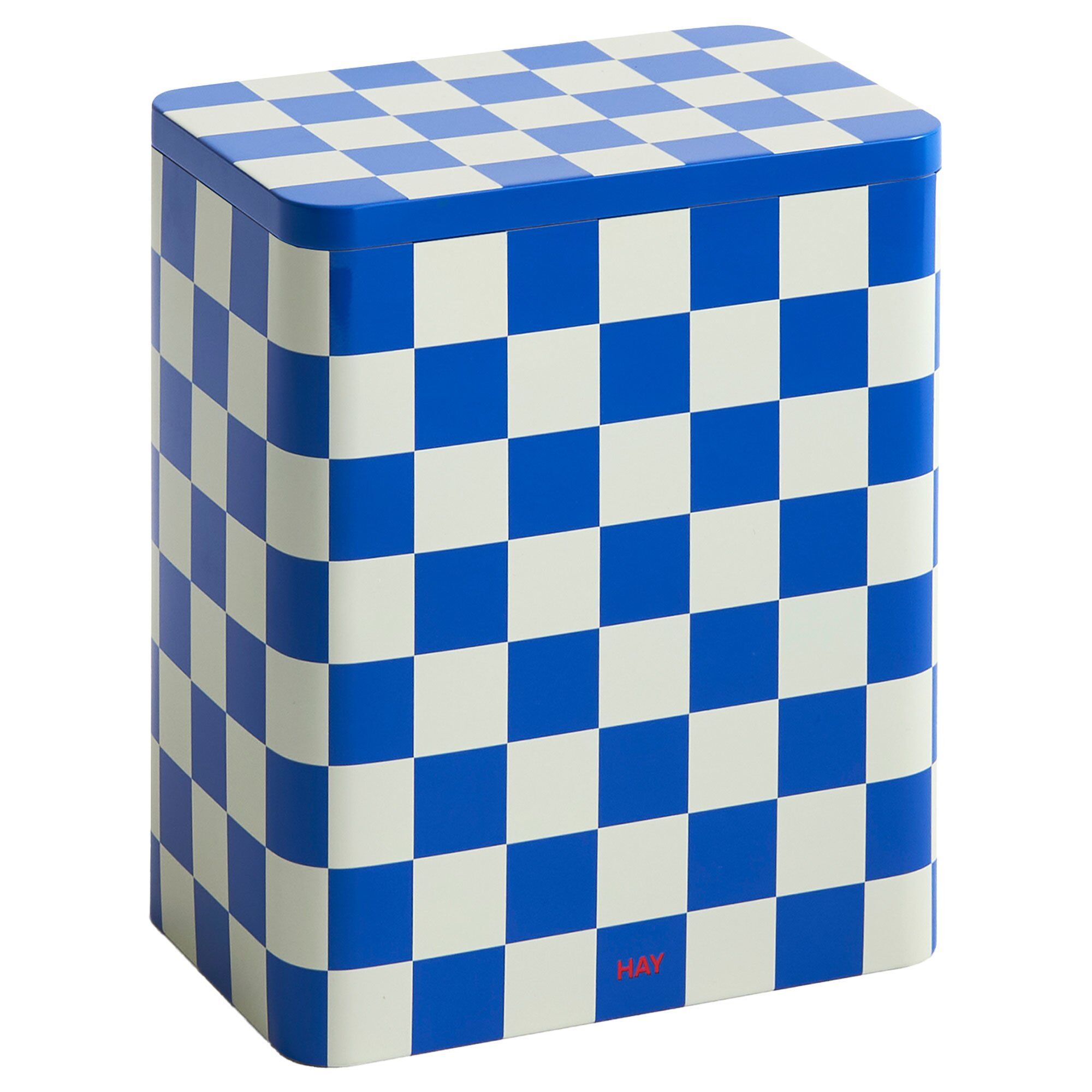 Hay Tin Container  Large  Blue Off-white