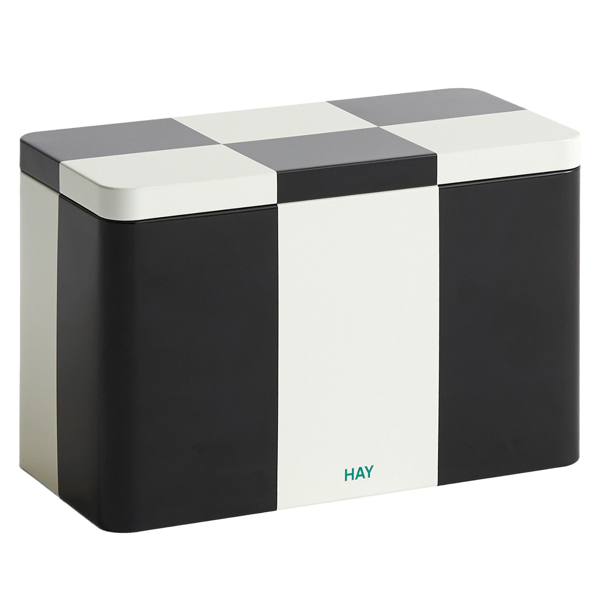 Hay Tin Container  Medium  Black Off-white