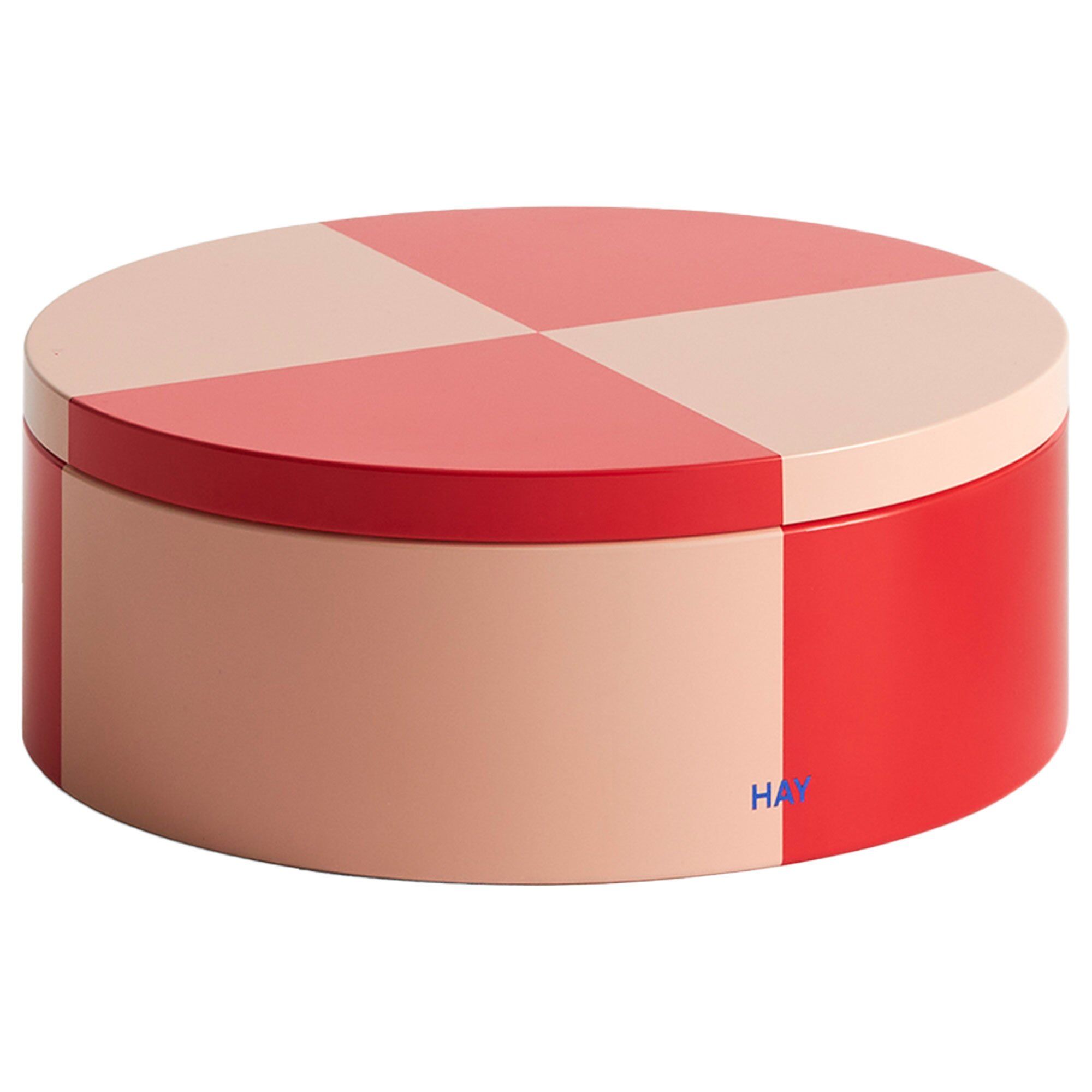 Hay Tin Container  Round  Red Soft Pink