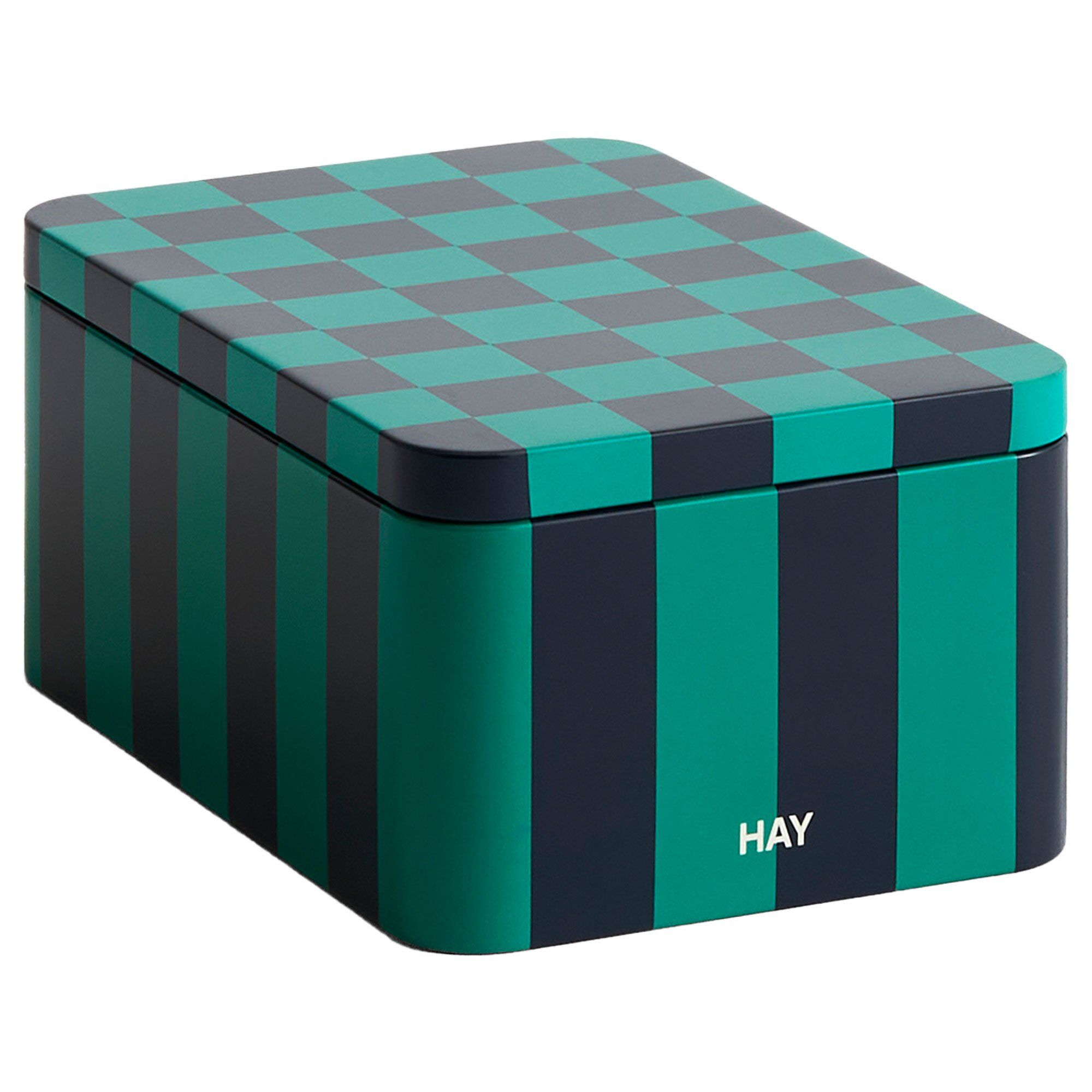 Hay Tin Container  Small  Green Dark Blue