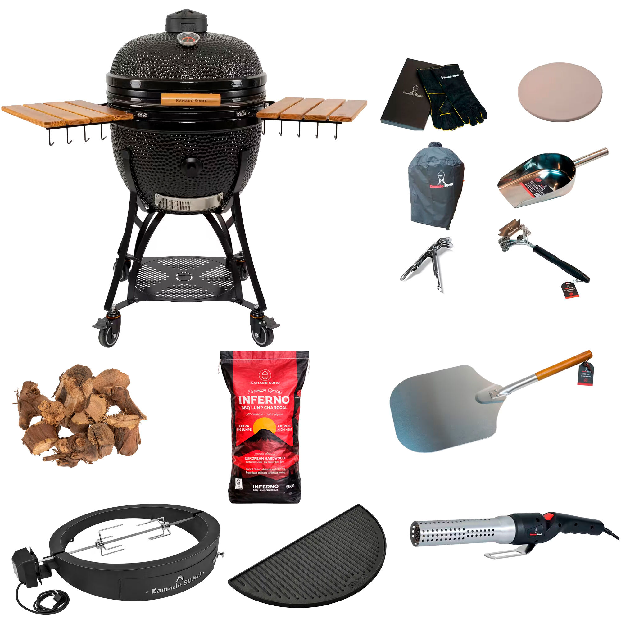 Kamado Sumo Classic Maxi Gen   Kamadogrill Med Deluxe-pakke  Sort