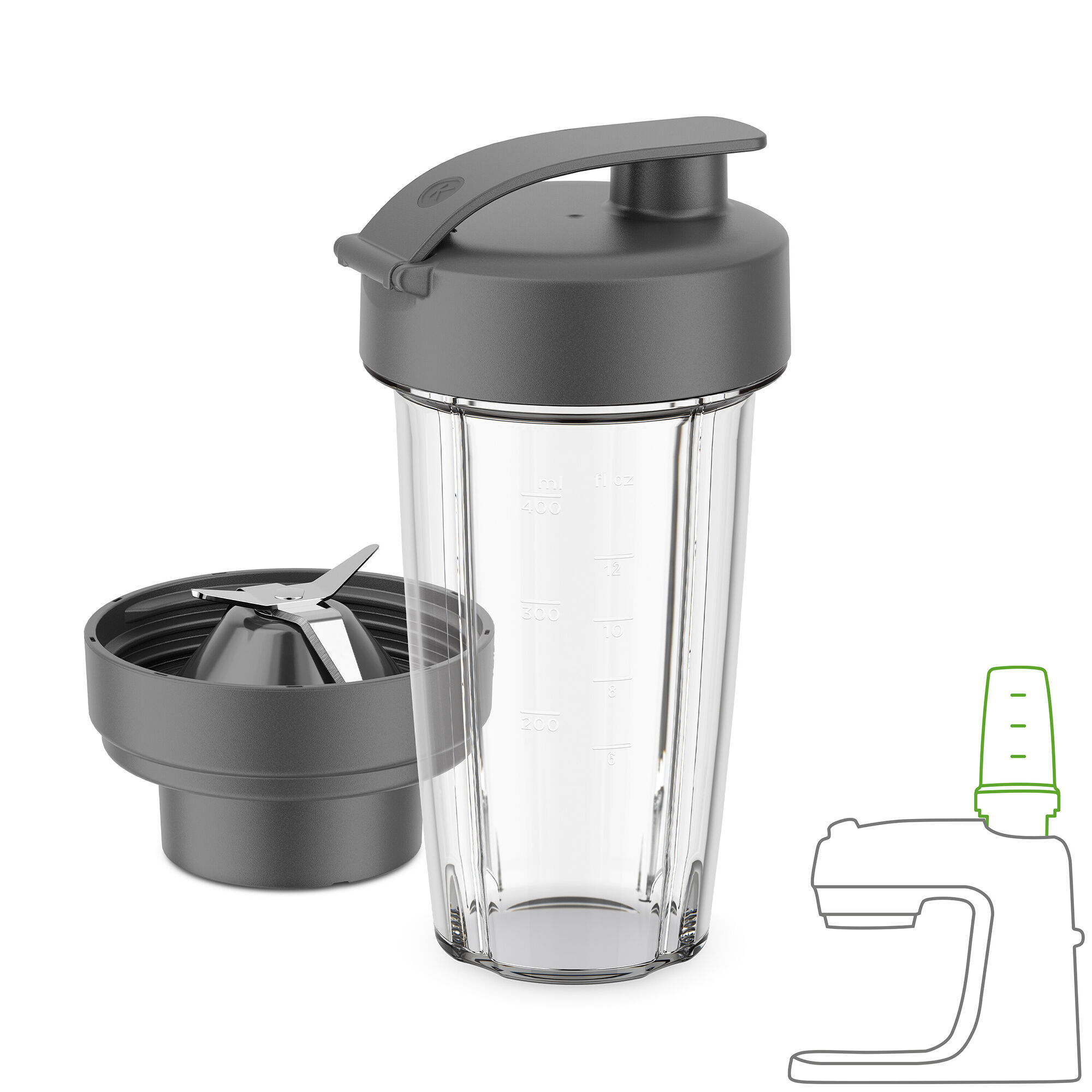 Kenwood Kag50 000gy Xtract Sportgo Personal Blender 400 Ml  Grå