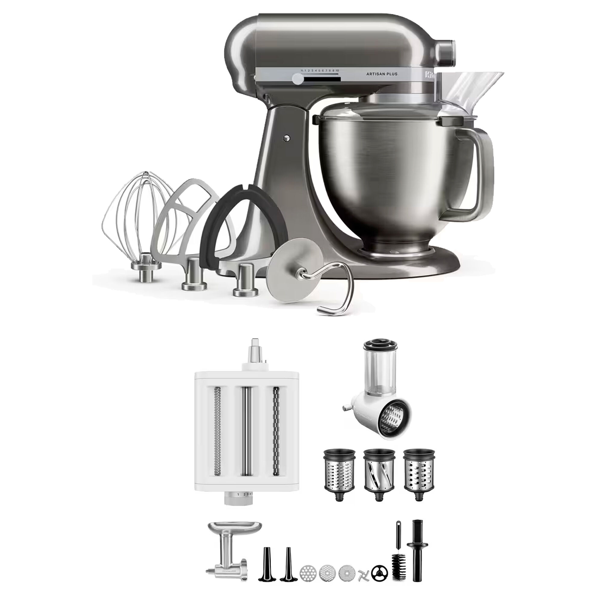 Kitchenaid Artisan Plus Köksmaskin Med Tillbehörspaket     Liter  Medallion Silver