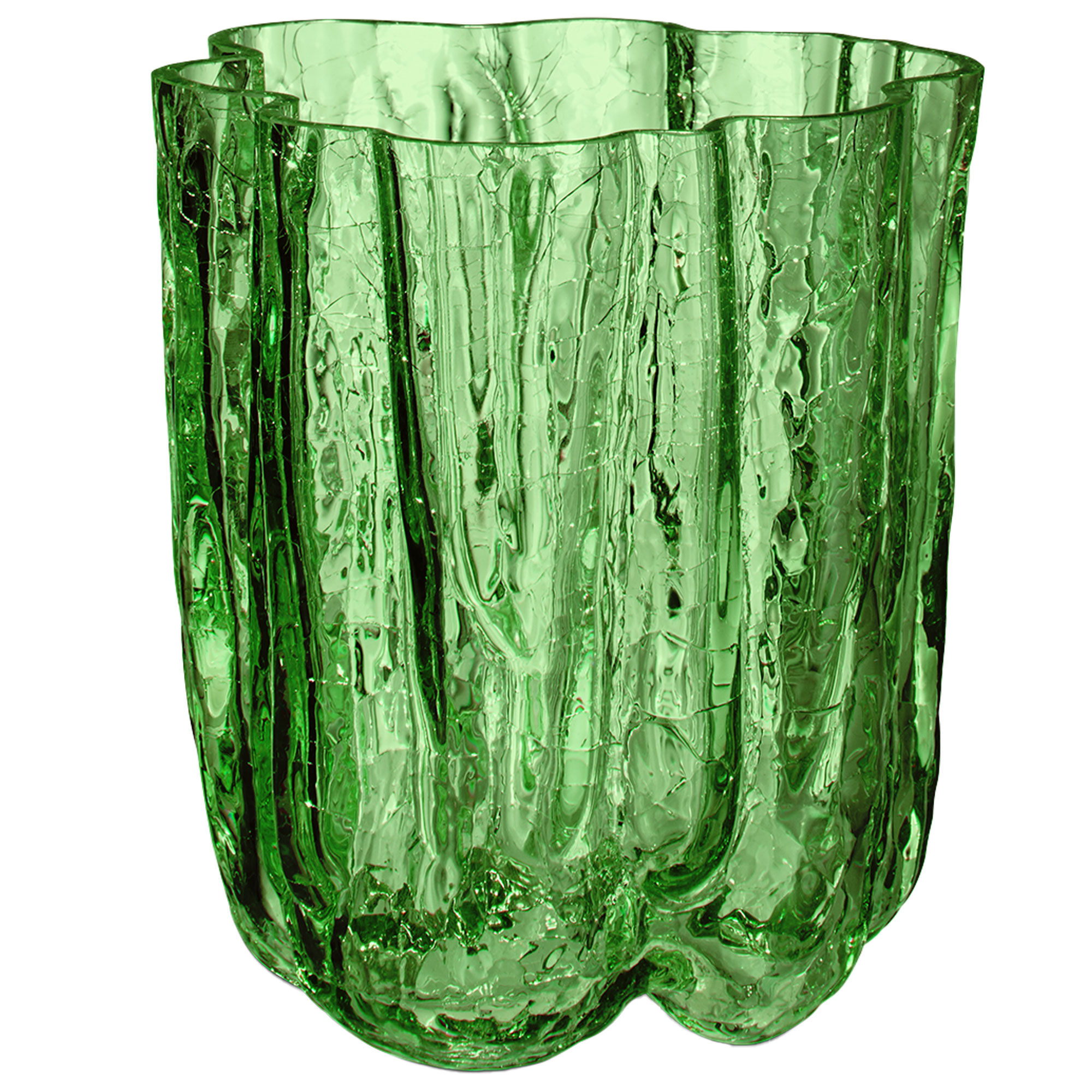 Kosta Boda Crackle Vase 121 Mm  Mørkegrøn