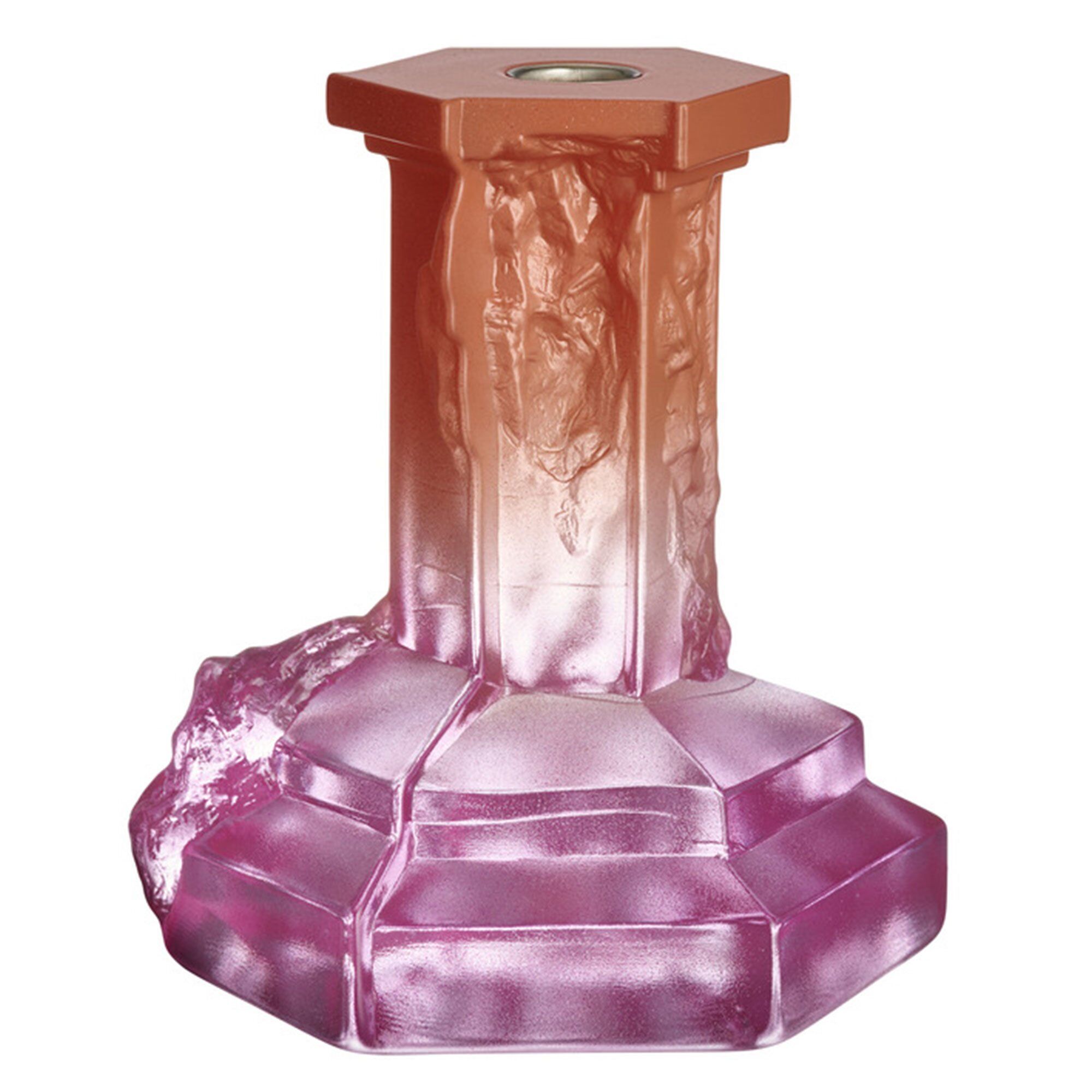 Kosta Boda Rocky Baroque Lysestage 175 Mm  Spicy Rose