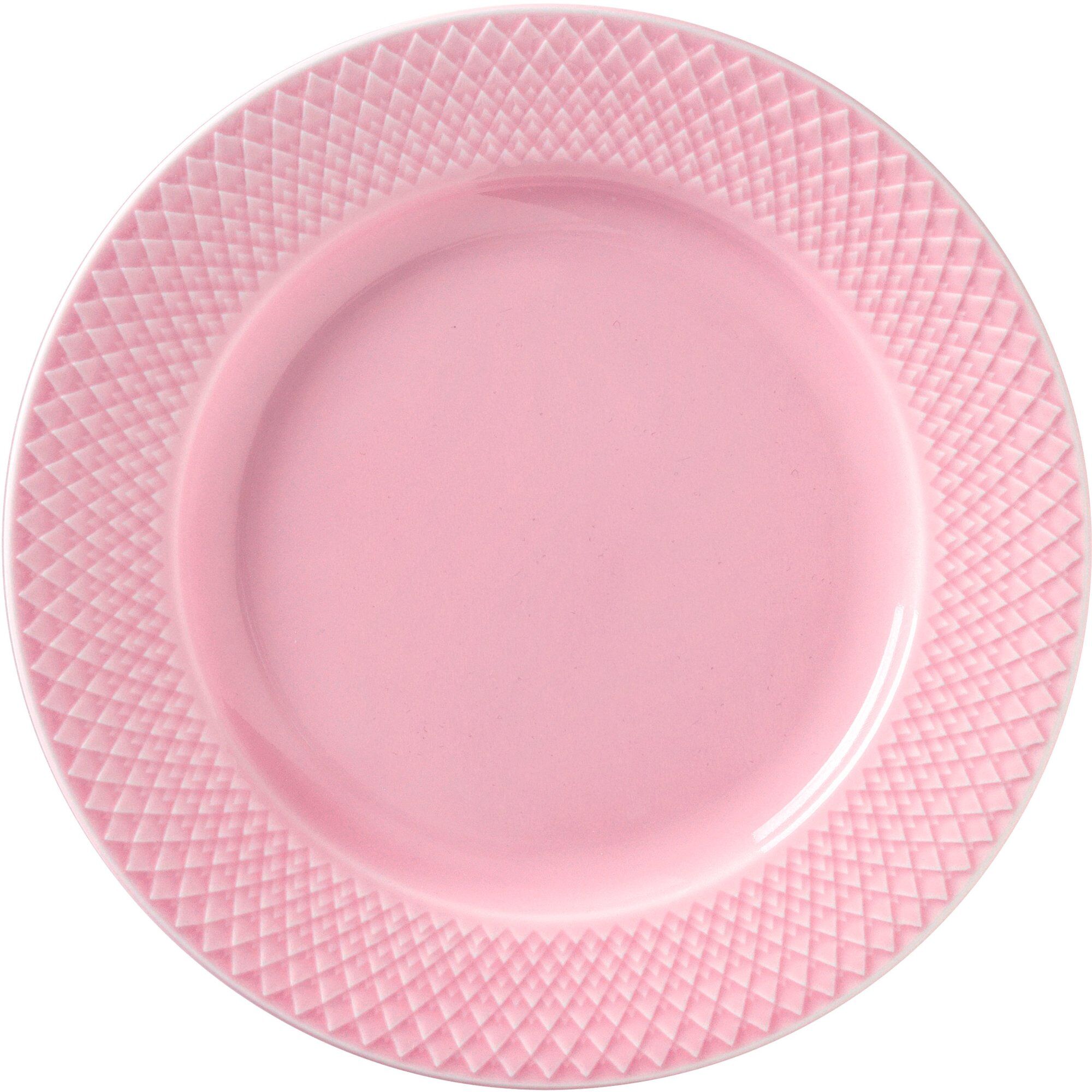 Lyngby Porcelæn Rhombe Frokosttallerken 21 Cm Rosa