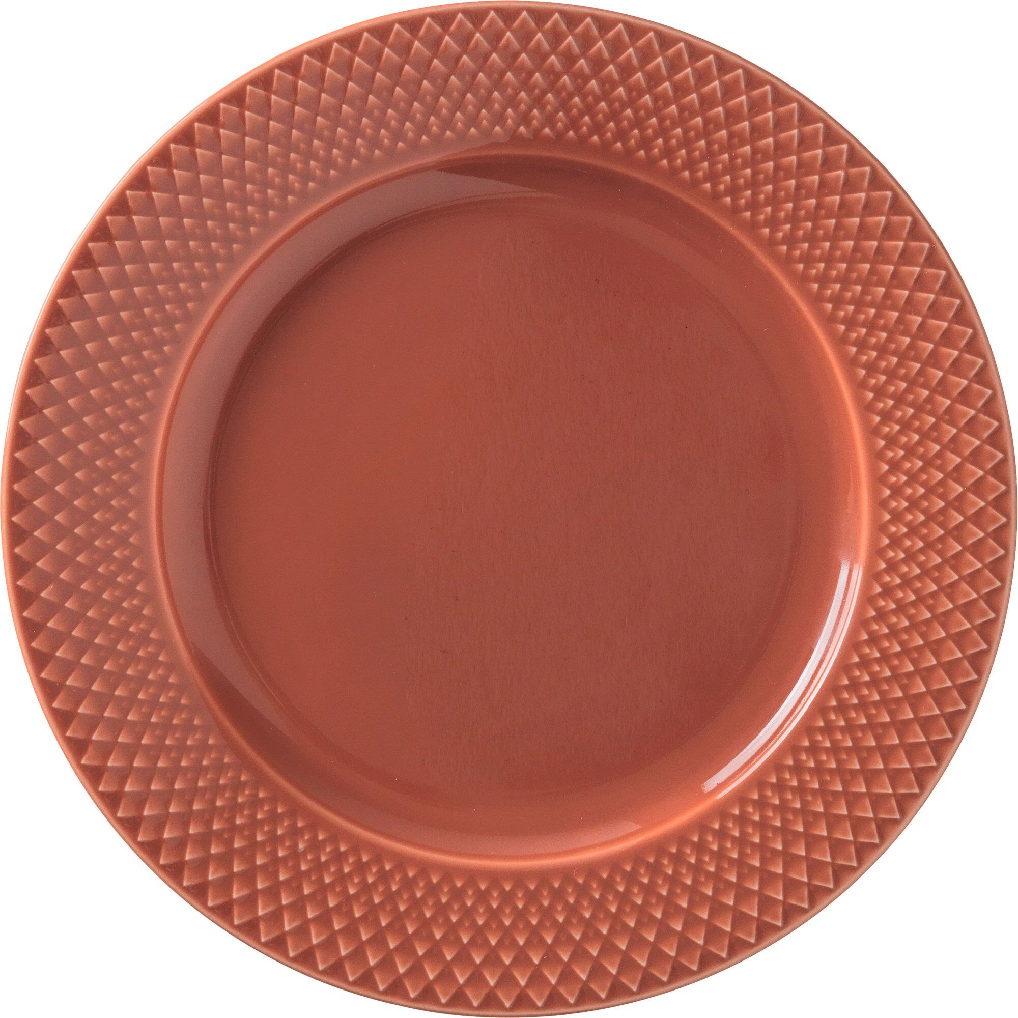 Lyngby Porcelæn Rhombe Frokosttallerken 23 Cm Terracotta
