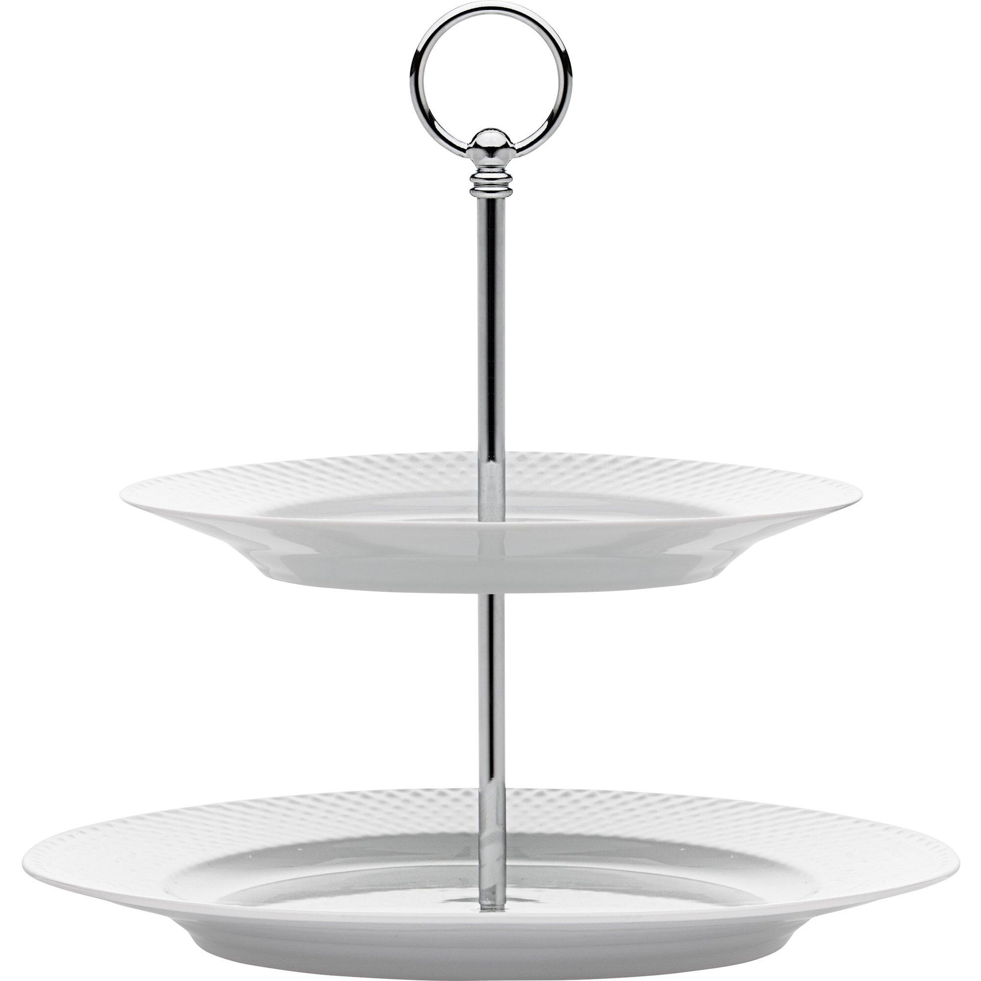 Lyngby Porcelæn Rhombe Kagefad  Hvid  27 Cm