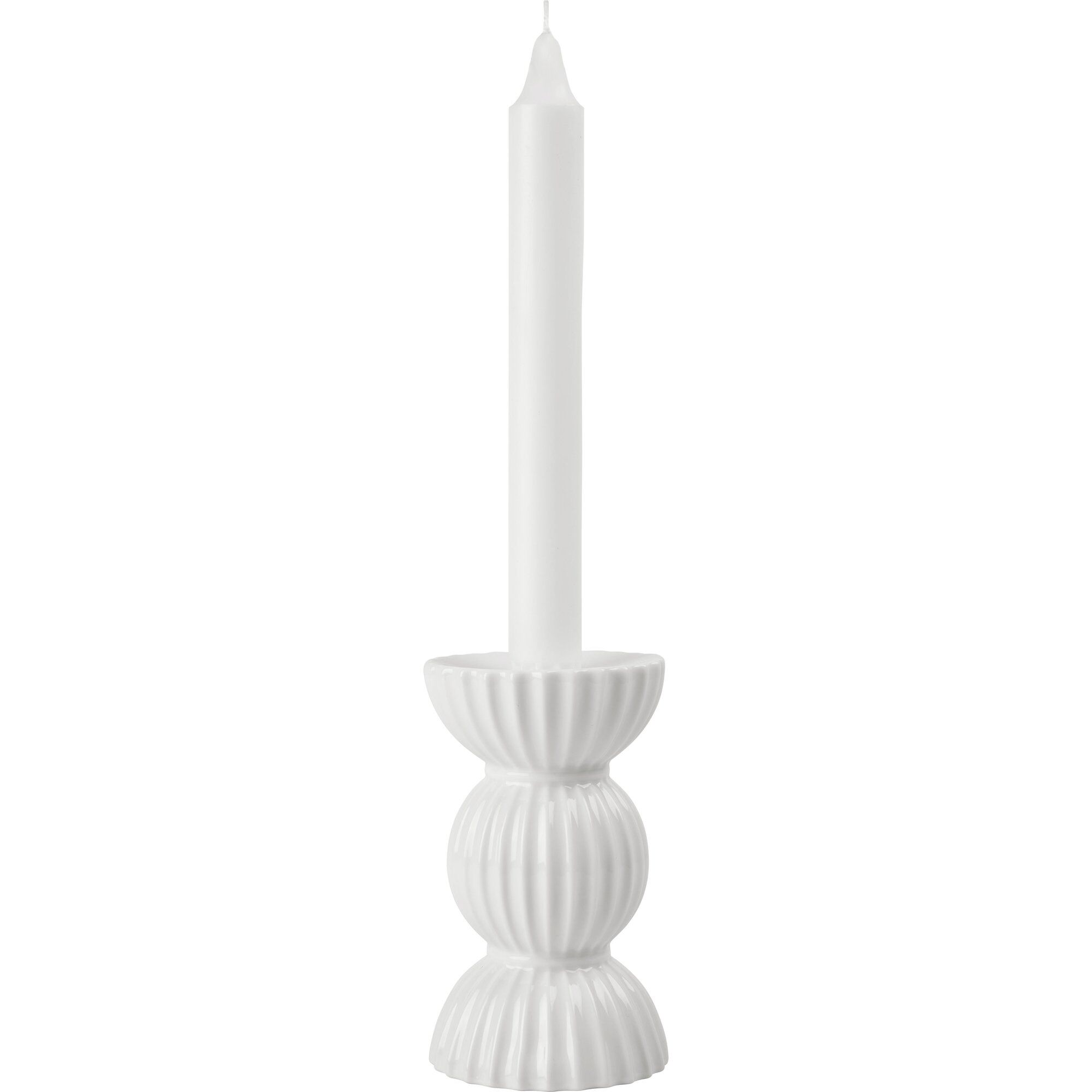 Lyngby Porcelæn Tura Fyrfadslysestage 14 Cm  Hvid