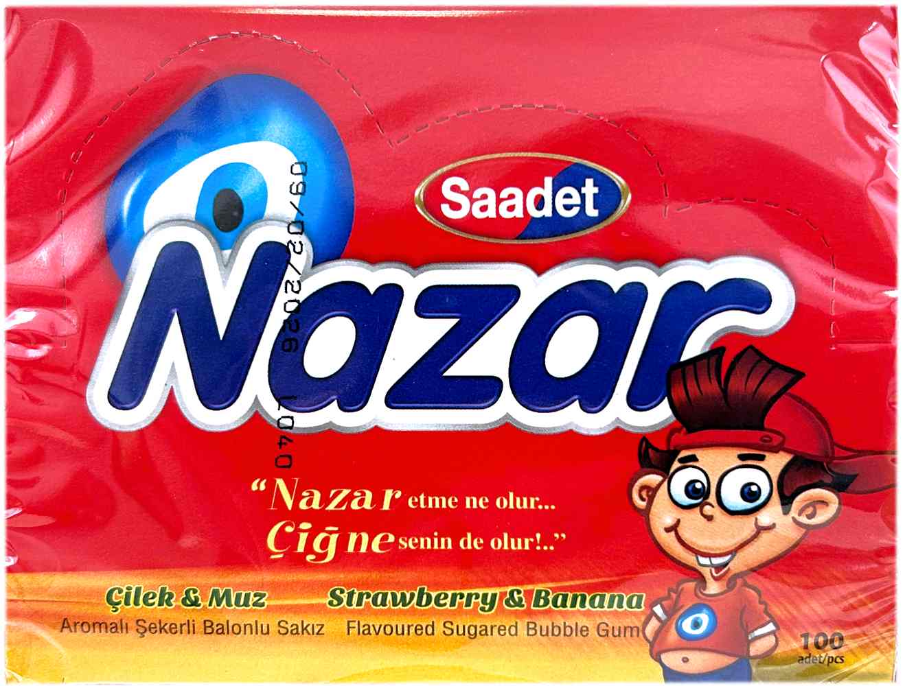 Nazar Tyggegummi Jordbær Banan 100 Stk
