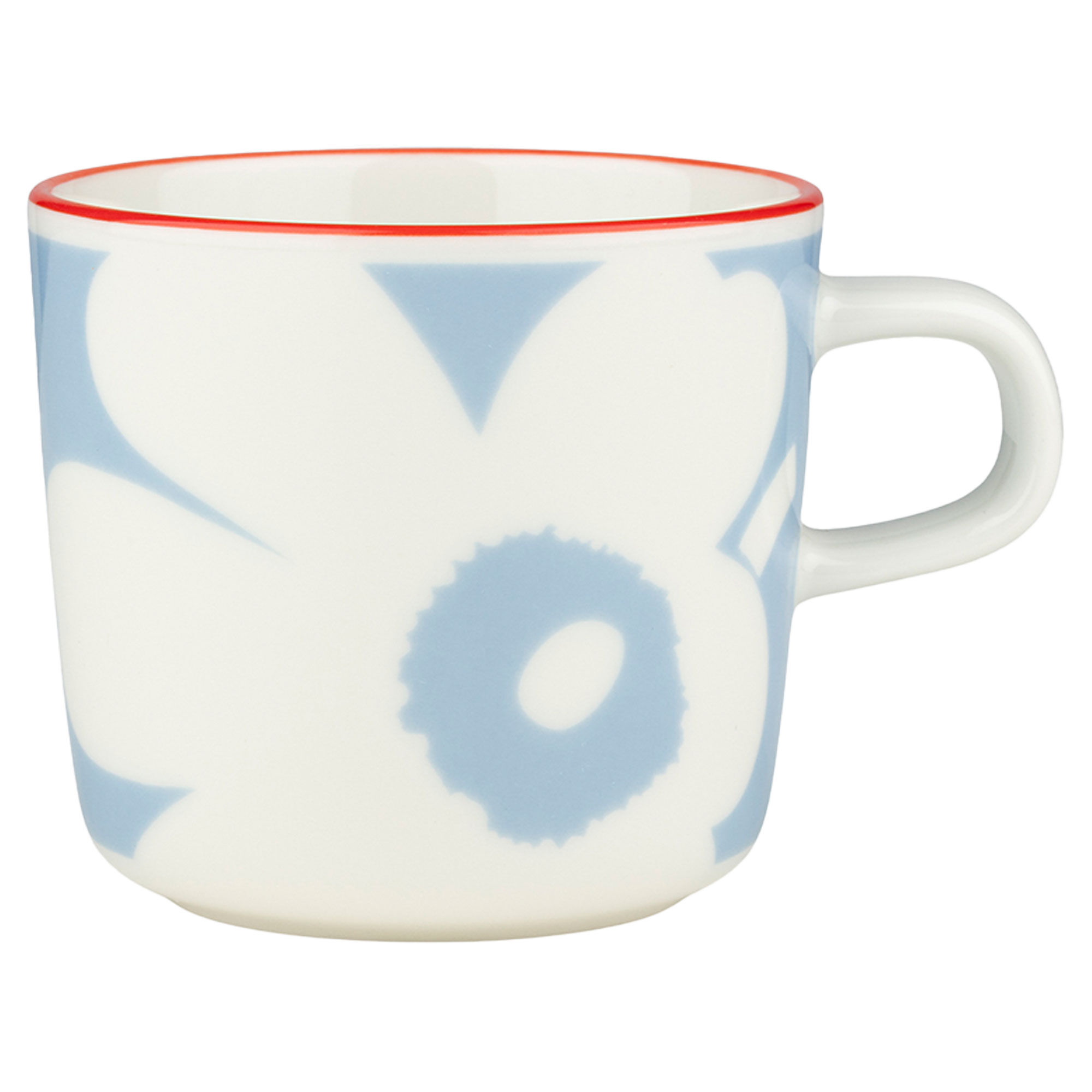 Marimekko Juhla Unikko Kaffekop   Dl  Hvid Lyseblå Orangerød