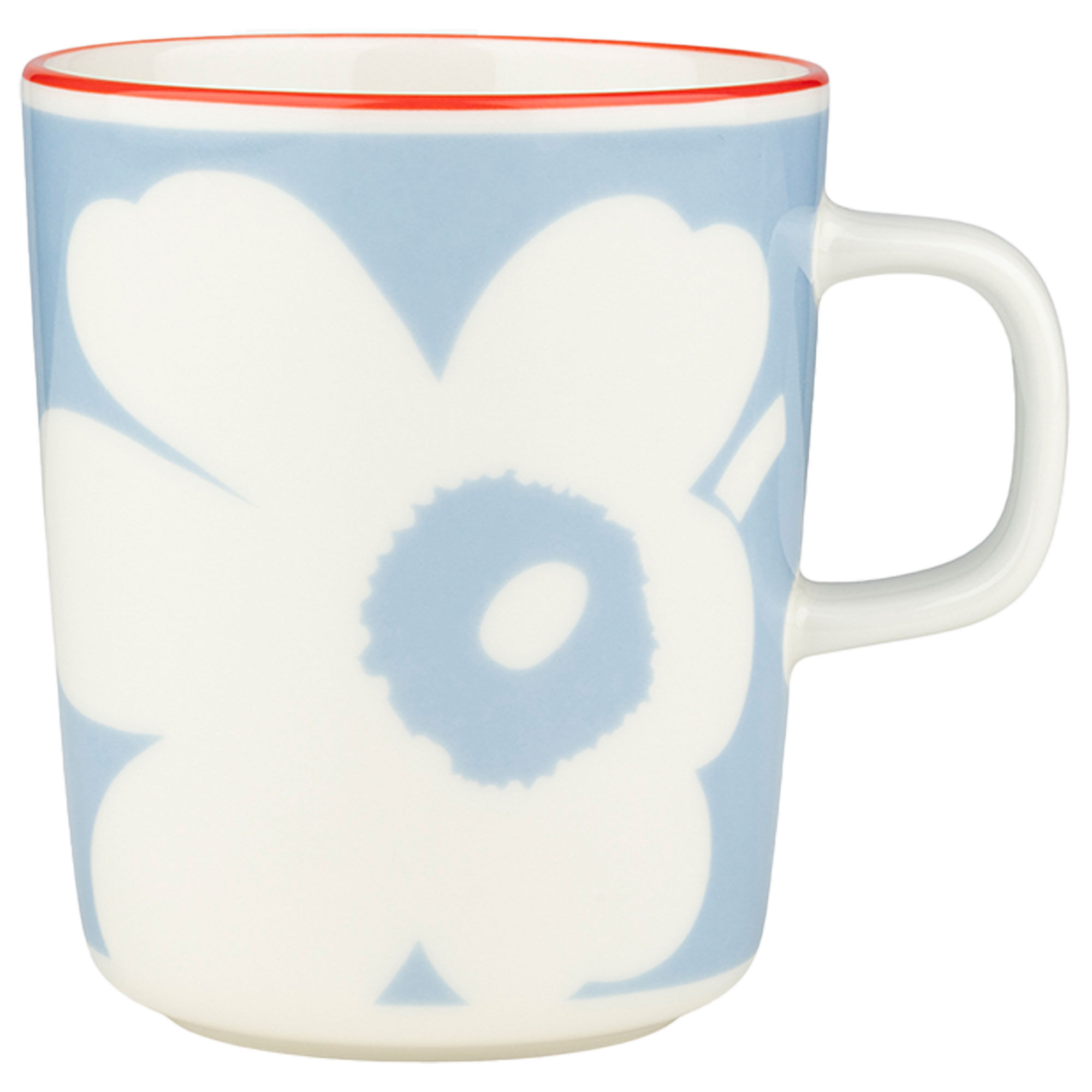 Marimekko Juhla Unikko Mugg     Dl  Vit Ljusblå Orangeröd