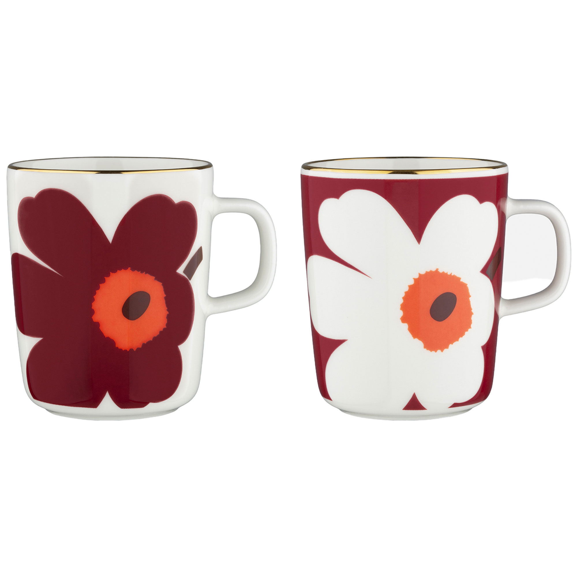 Marimekko Juhla Unikko Krus     Dl  Hvid Vinrød Guld    Stk