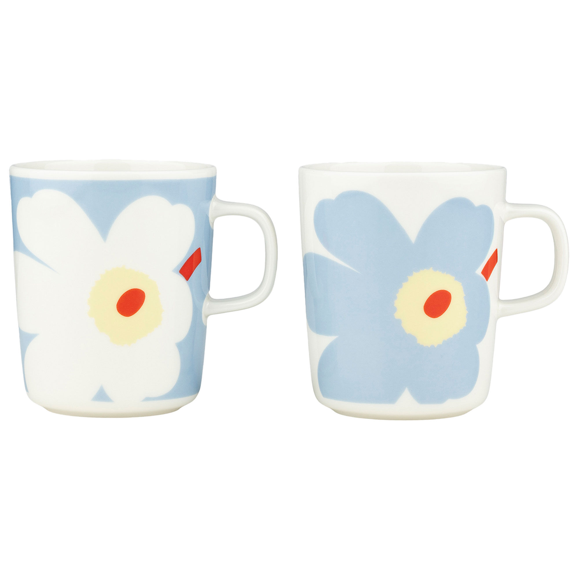 Marimekko Juhla Unikko Mugg     Dl  -pack  Vit Ljusblå Sand Orangeröd