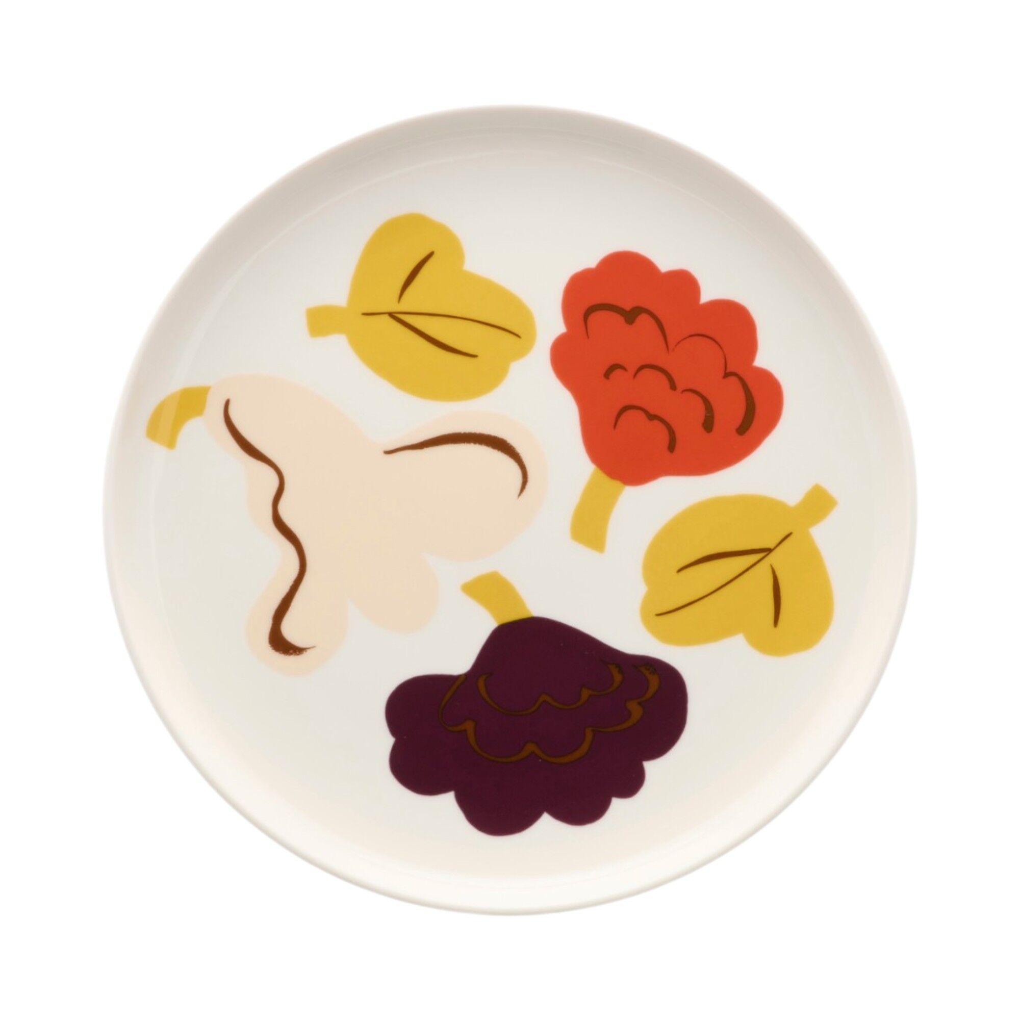 Marimekko Kukasta Kukkaan Oiva Småtallerken 20 Cm  Hvid Vanilje Terracotta Blomme