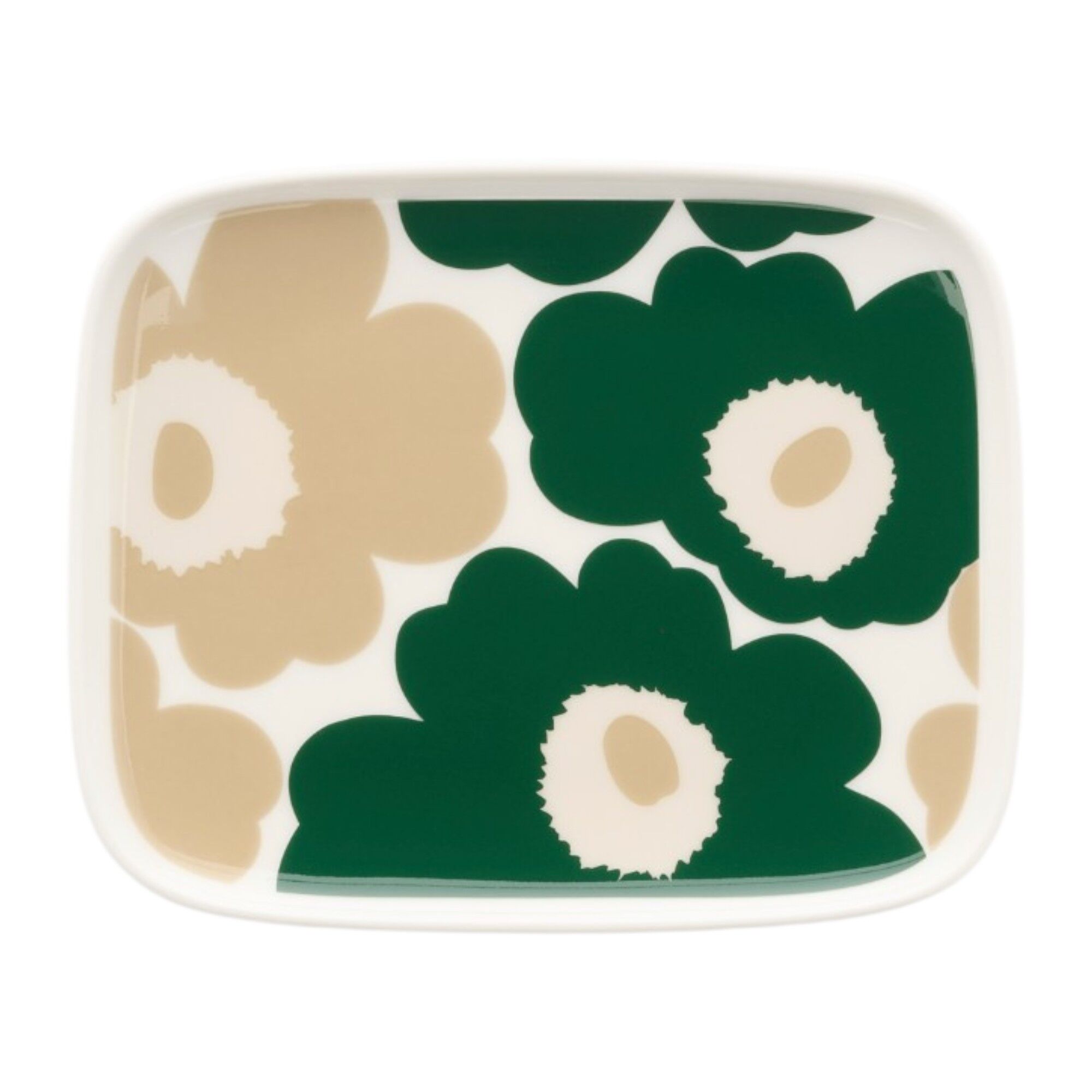Marimekko Oiva Unikko Fad 12    15 Cm  Grøn  Beige  Sand