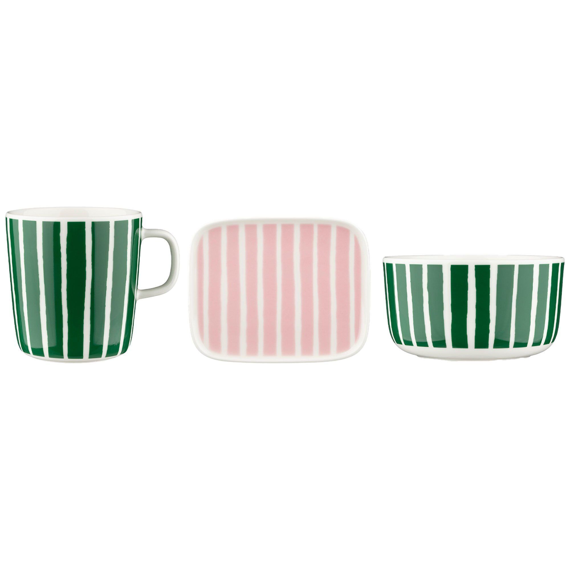 Marimekko Piccolo Morgenmadssæt   Dele  Hvid Grøn Lyserød