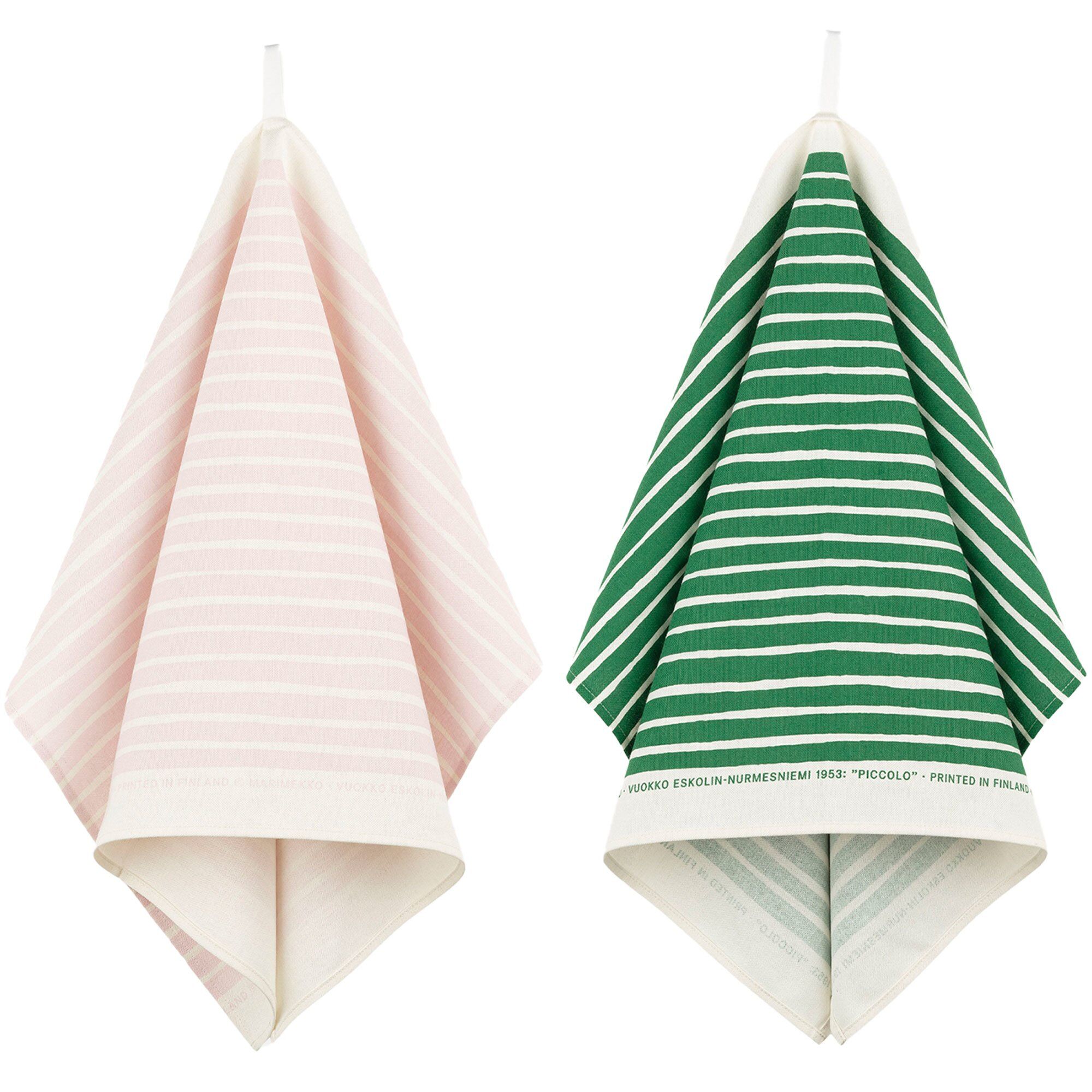 Marimekko Piccolo Viskestykke   Stk  Hvid Grøn Lyserød