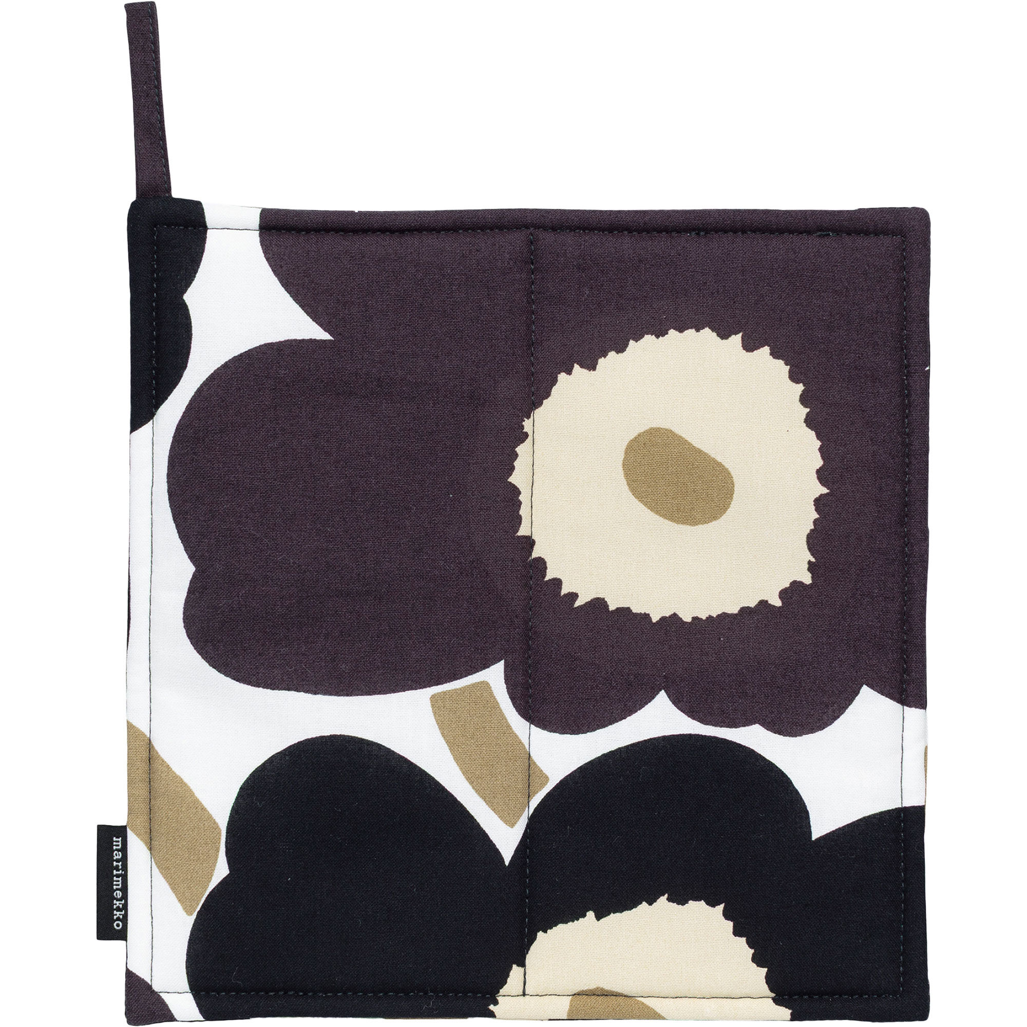 Marimekko Pieni Unikko Grydelap  Sort Hvid Beige