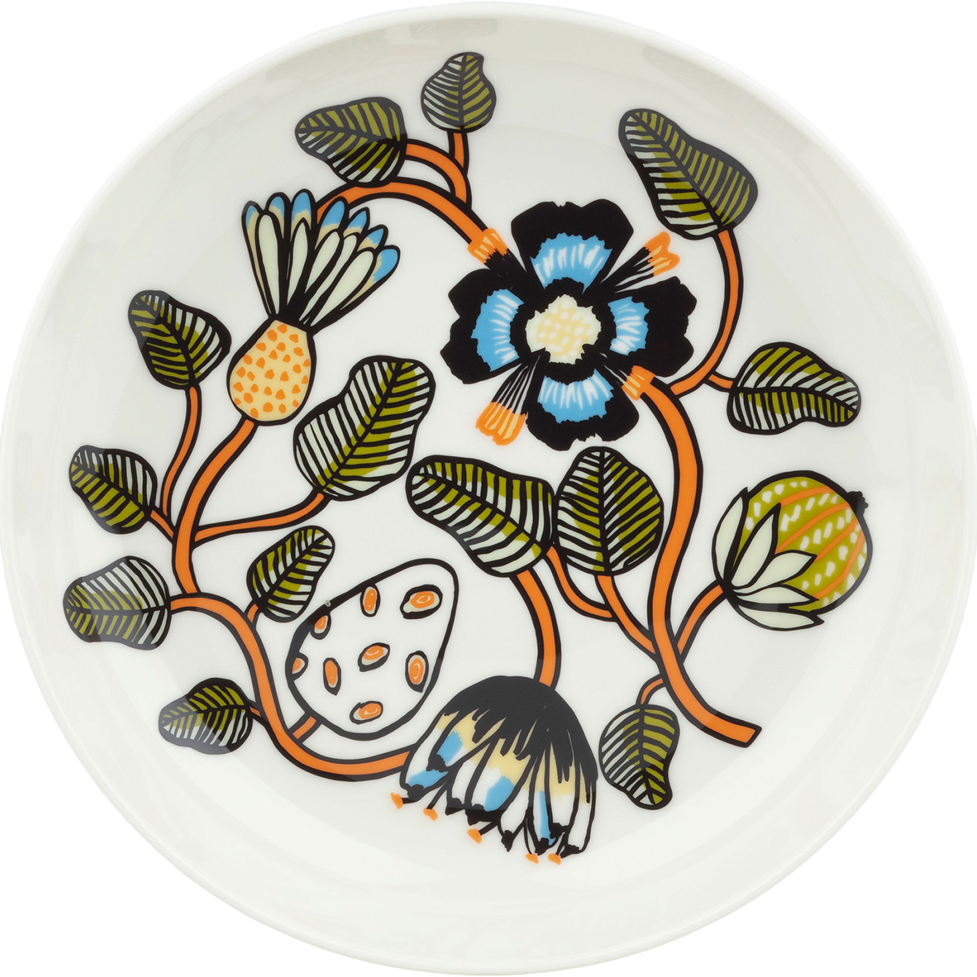 Marimekko Tiara Dyb Tallerken 20   Cm  Hvid Grøn Orange