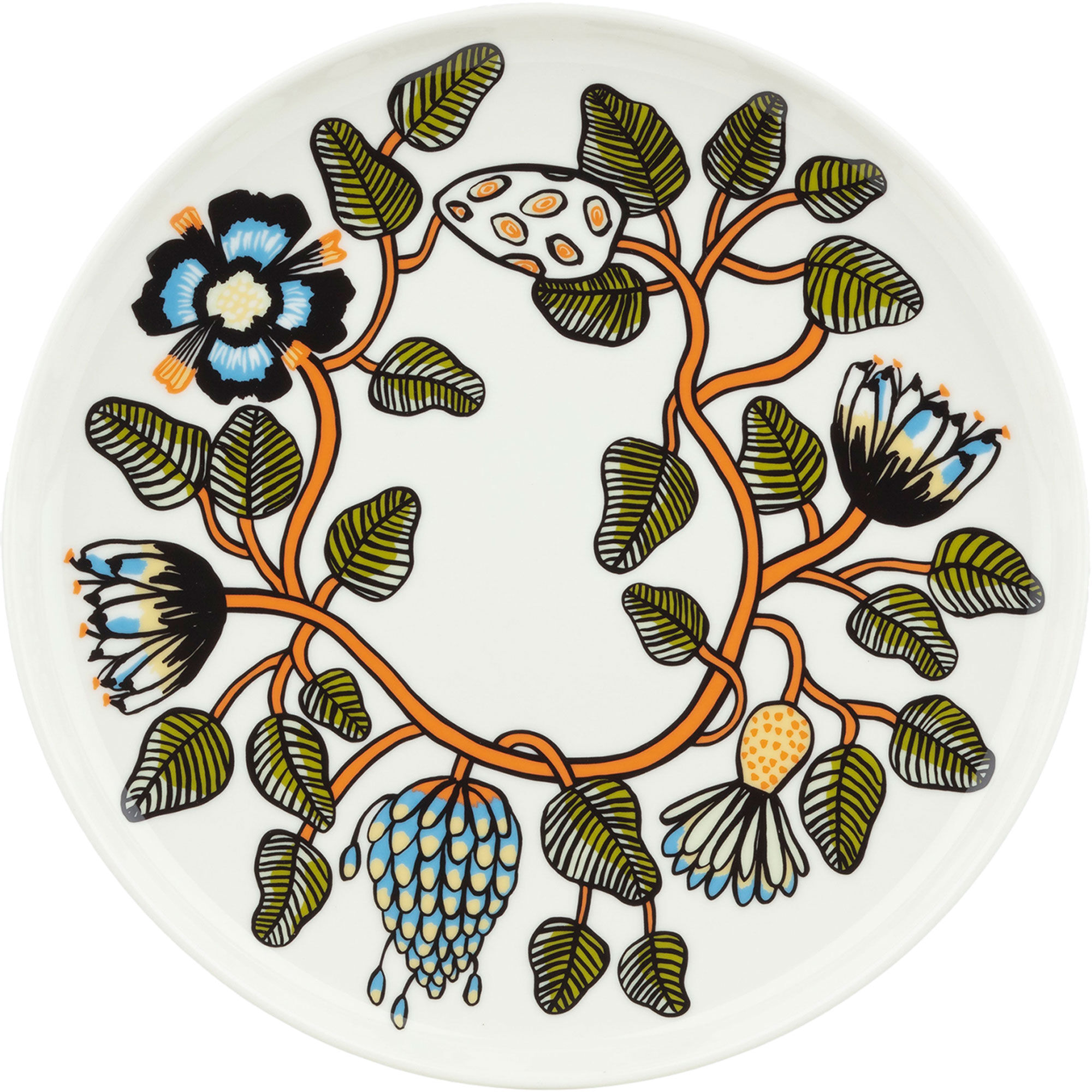 Marimekko Tiara Tallerken 25 Cm  Hvid Grøn Orange