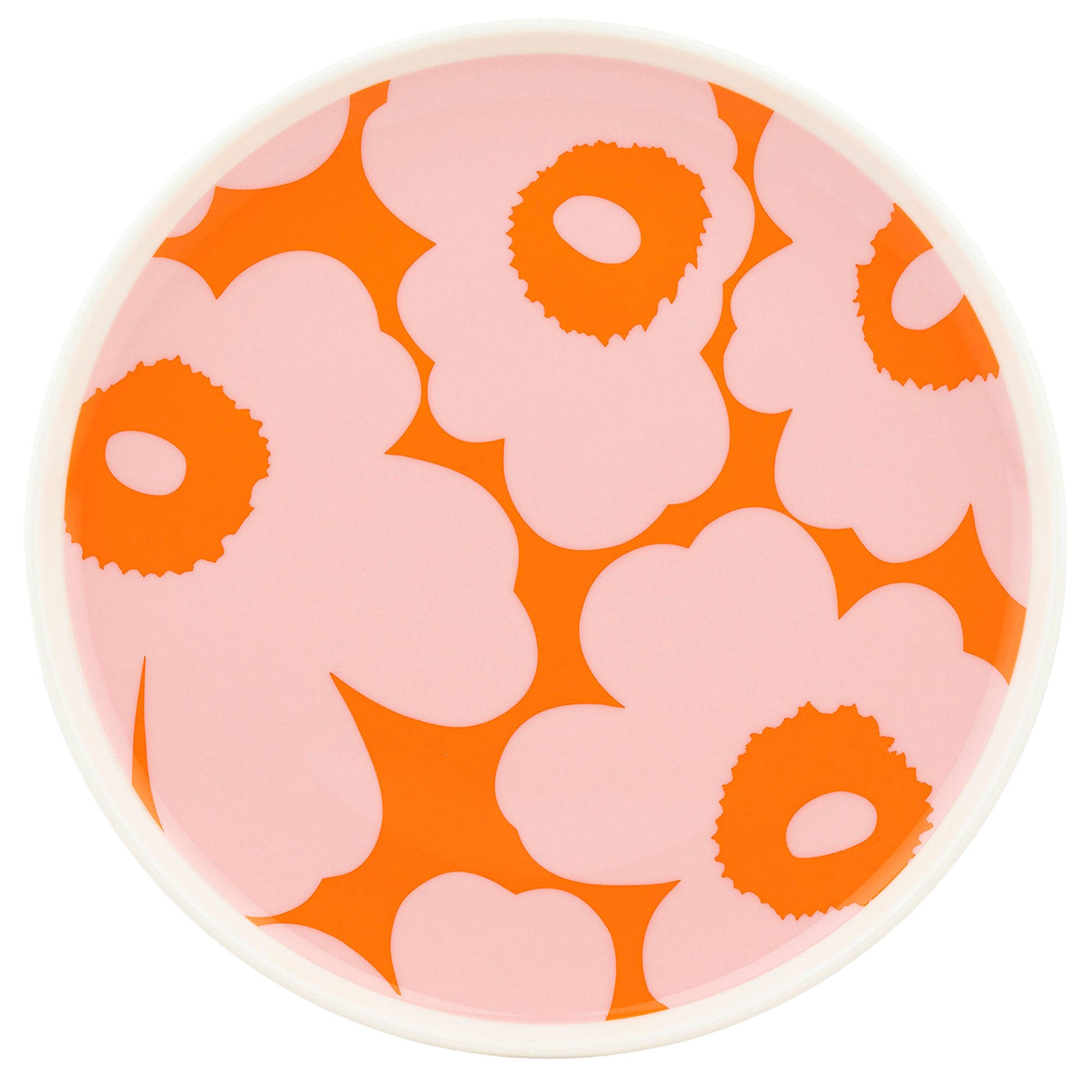 Marimekko Unikko Assiett 20 Cm  Vit Rosa Orange