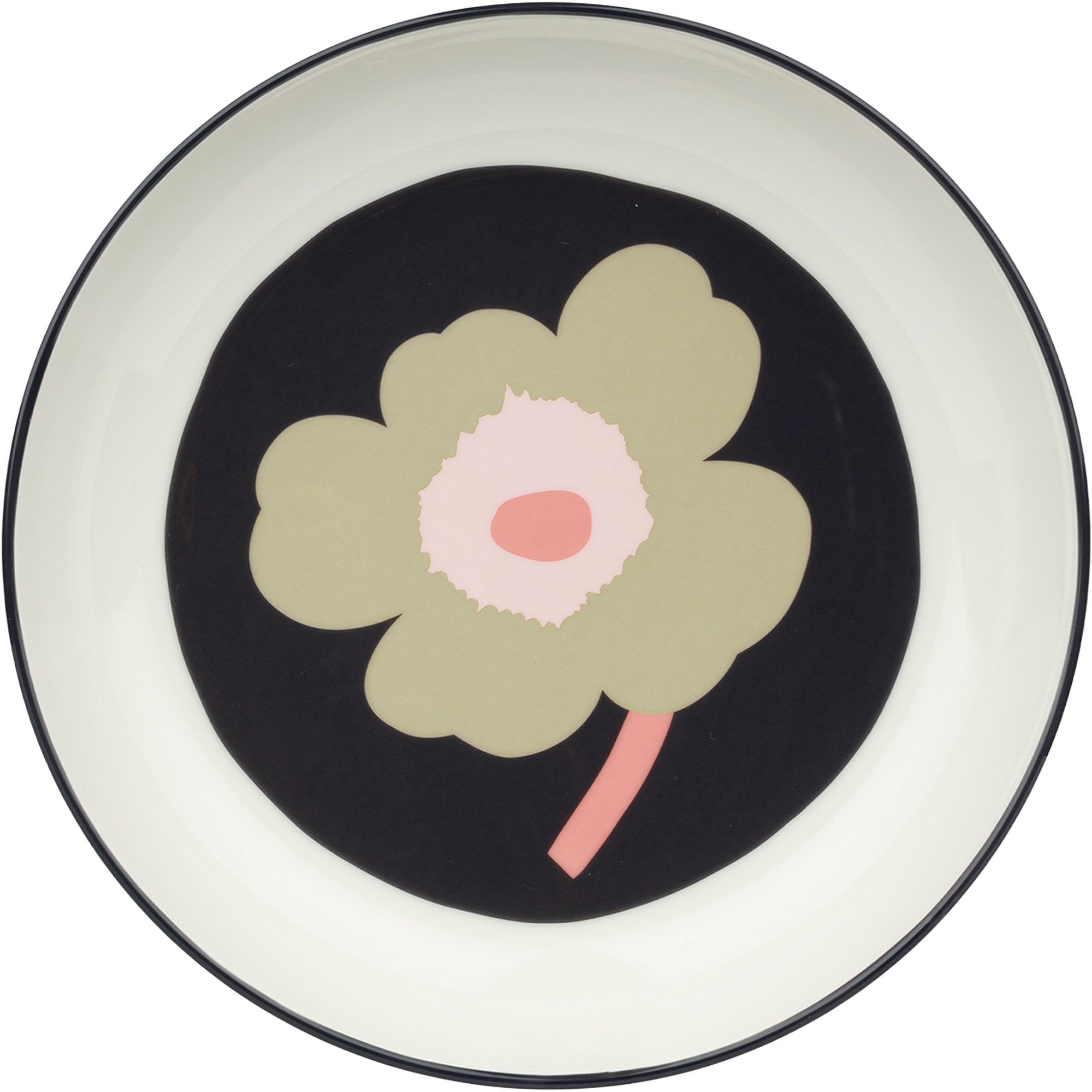 Marimekko Unikko Dyb Tallerken 20   Cm  Hvid Kolgrå