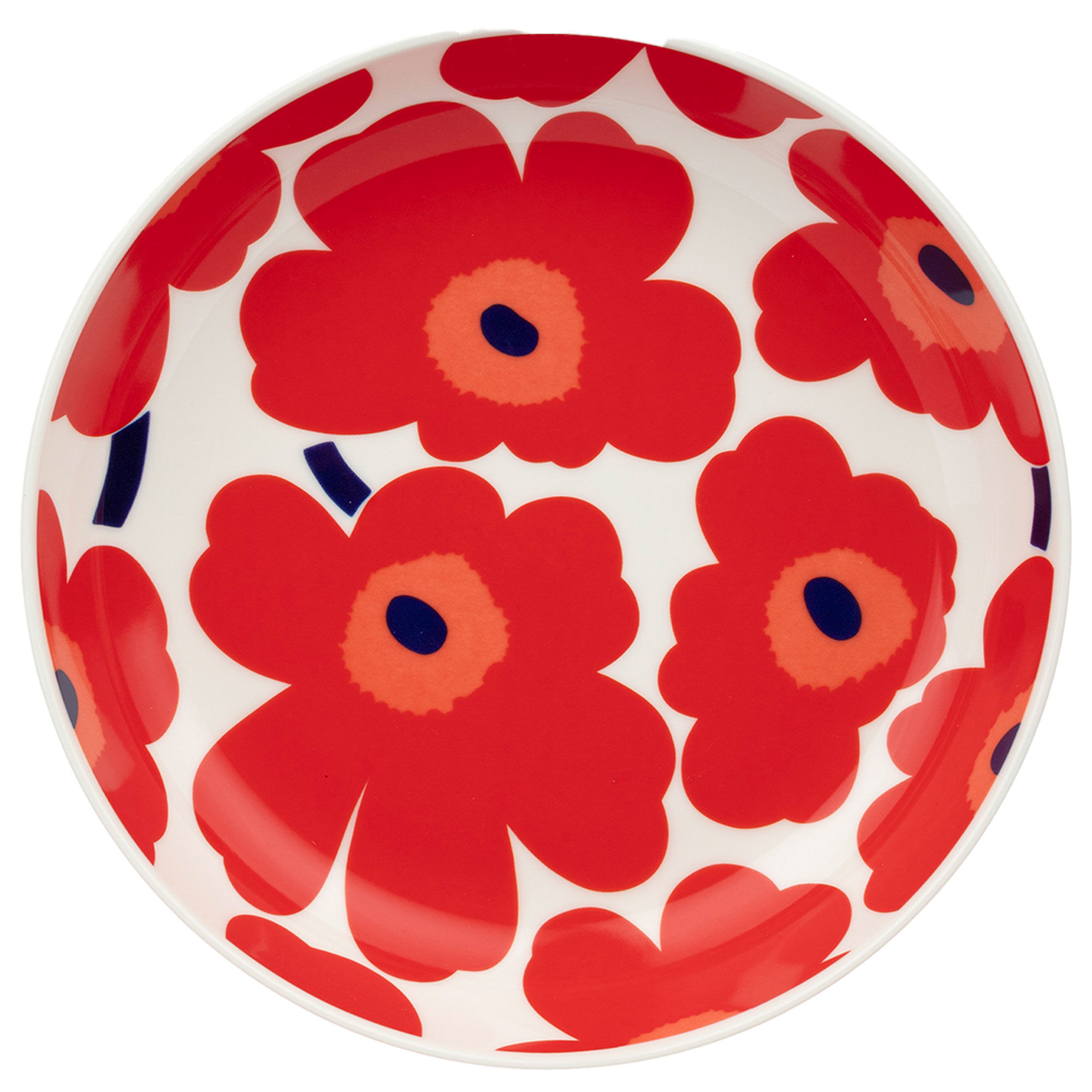 Marimekko Unikko Dyb Tallerken 20   Cm  Rød Hvid Blå