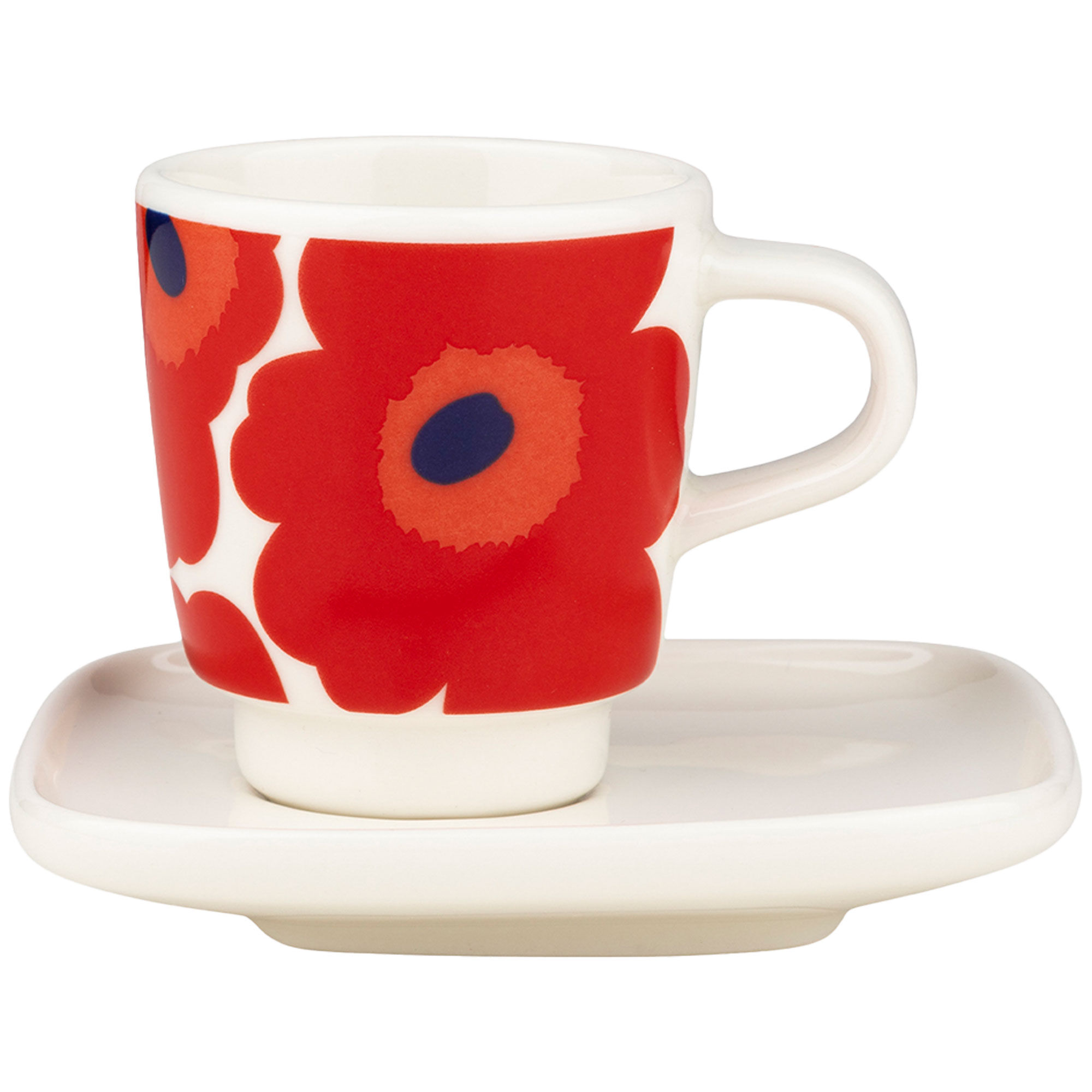 Marimekko Unikko Espressokop   Underkop     Dl  Rød Hvid Blå