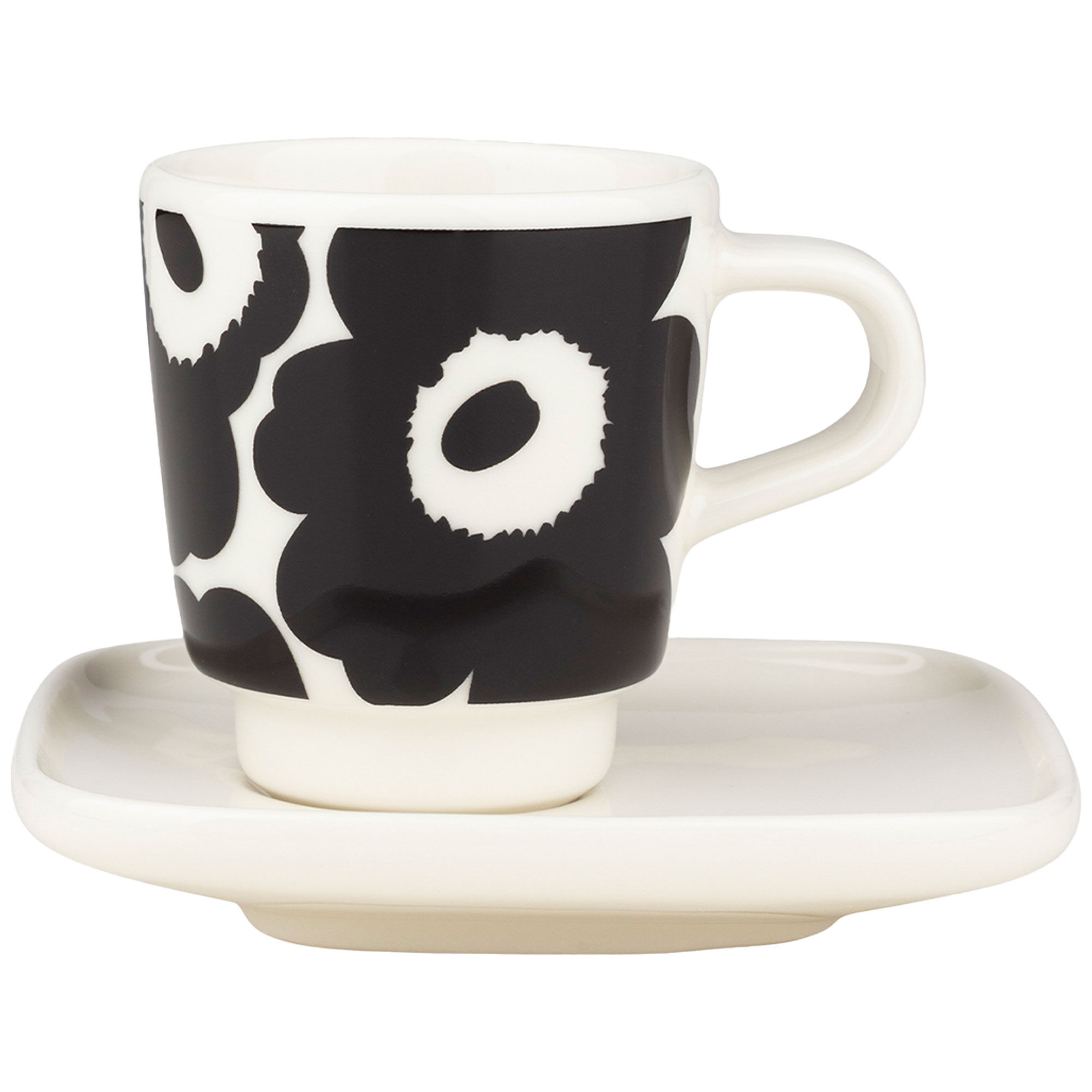 Marimekko Unikko Espressokop   Underkop     Dl  Sort Hvid