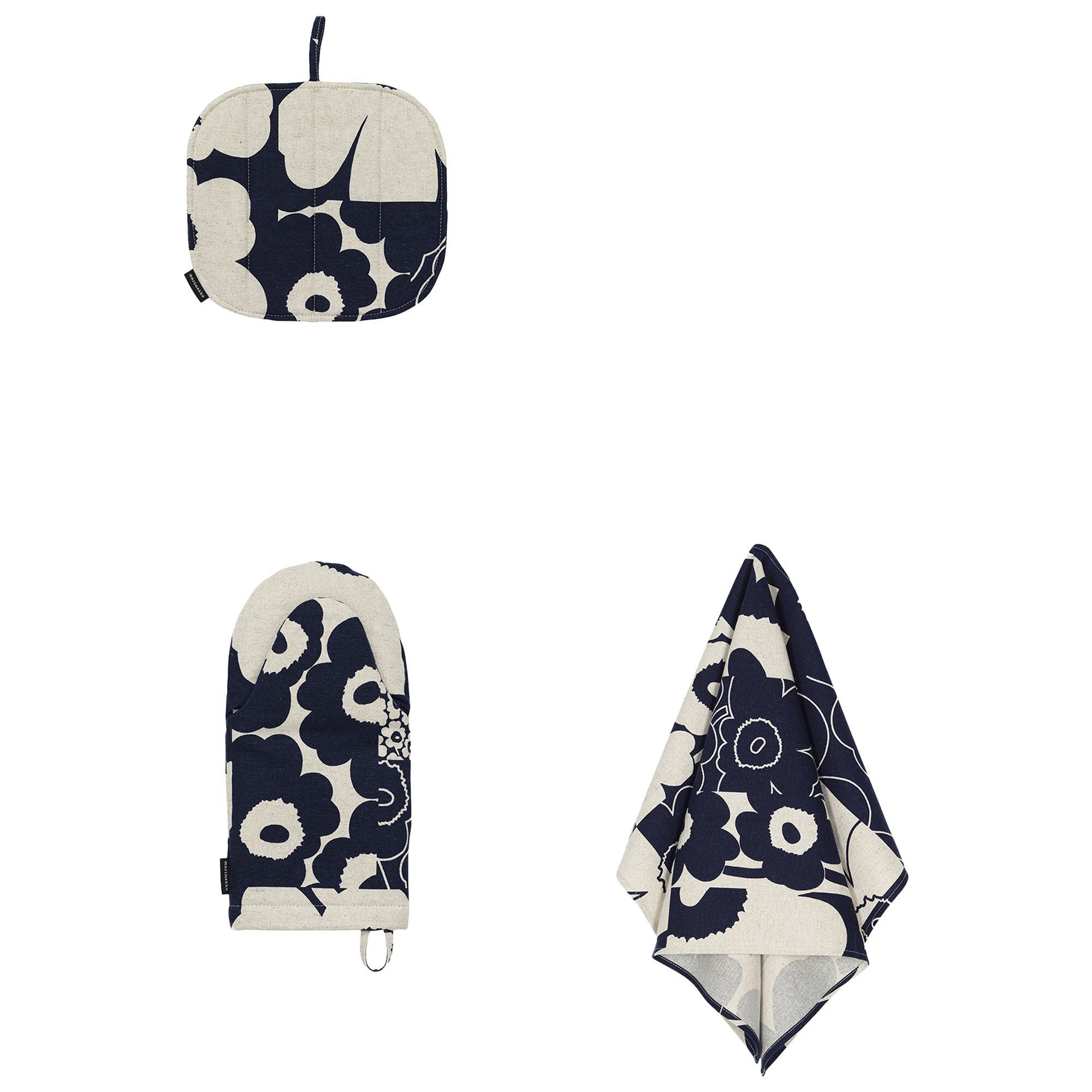 Marimekko Unikko Kollaasi Køkkentekstil Sæt  Blå
