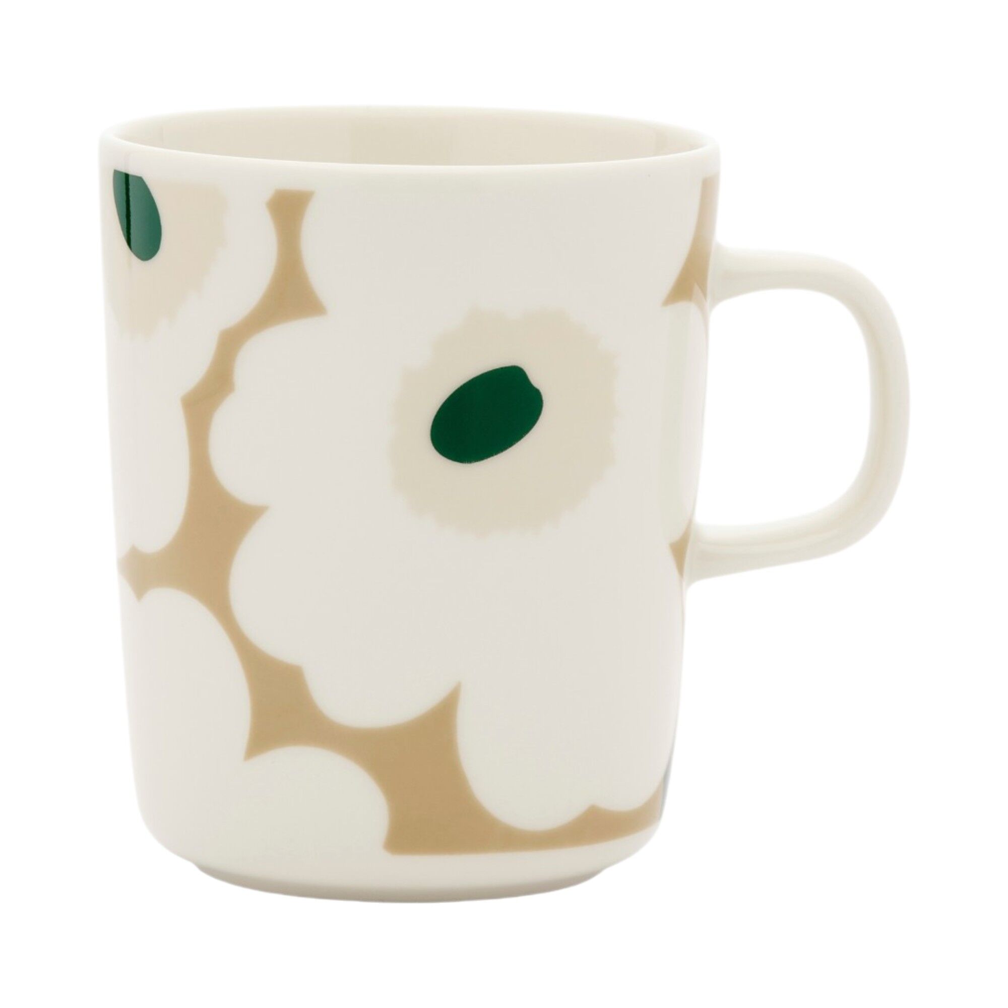 Marimekko Unikko Oiva Krus 25 Cl  Hvid Beige Sand Mørkegrøn