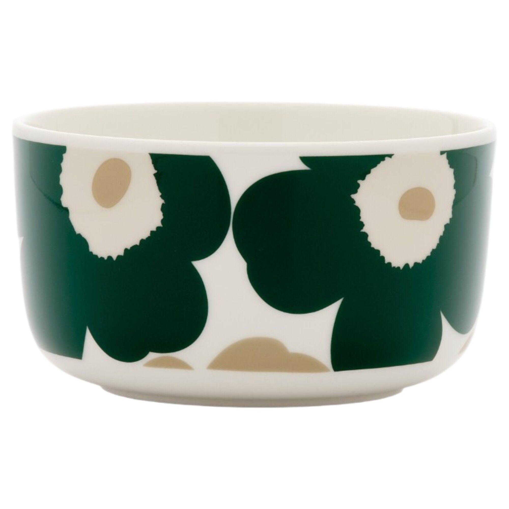 Marimekko Unikko Oiva Skål   Dl  Hvid Mørkegrøn Beige Sand