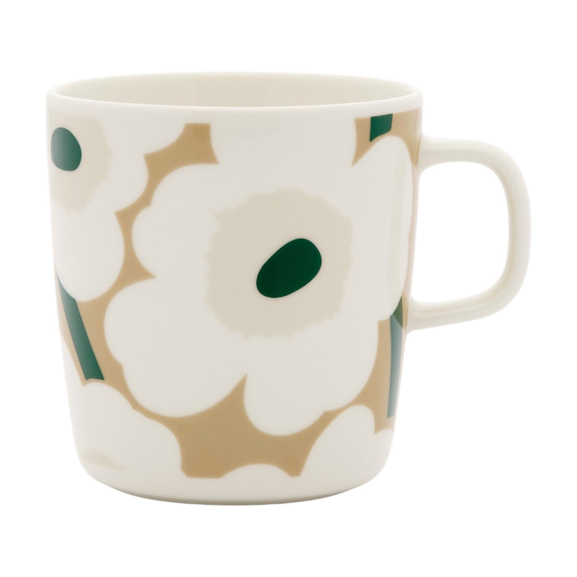 Marimekko Unikko Oiva -krus   Dl  Hvid Beige Lys Sand Mørkegrøn