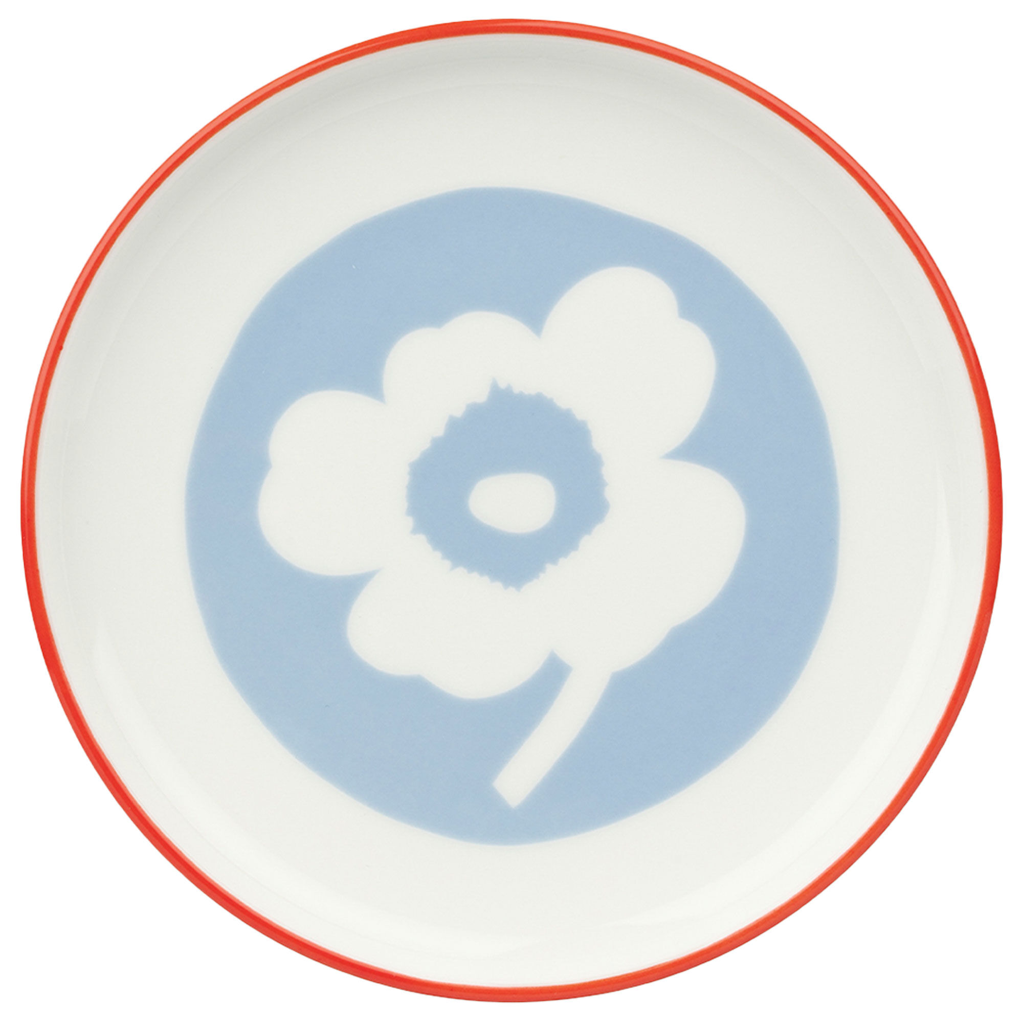 Marimekko Unikko Fat 13   Cm  Vit Ljusblå Orangeröd