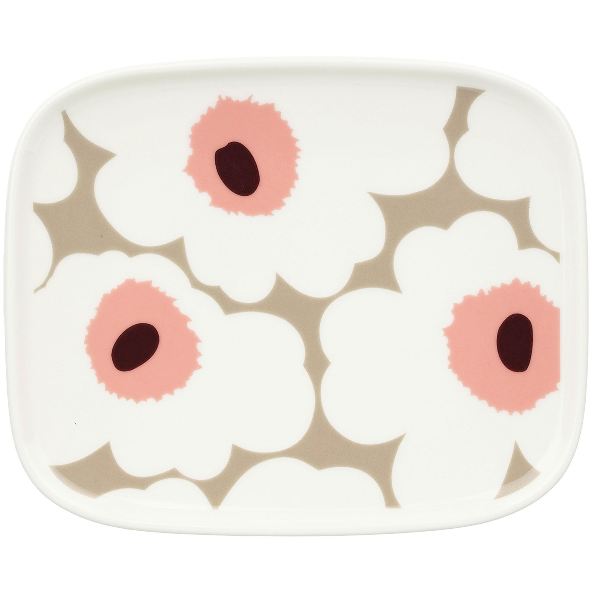 Marimekko Unikko Tallerken 15   12 Cm  Hvid Beige Rosa