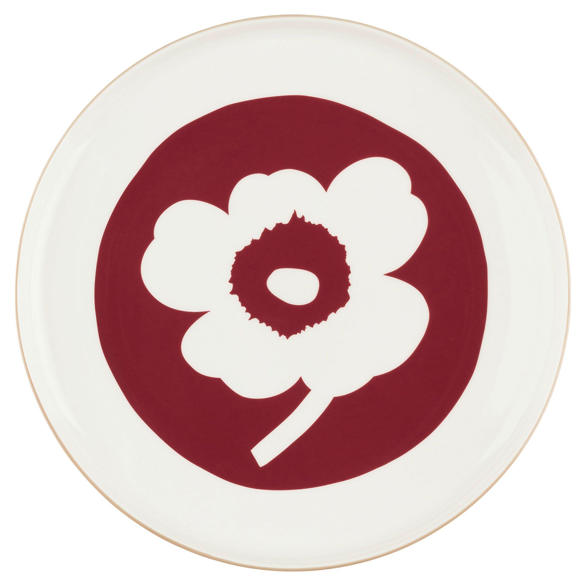Marimekko Unikko Tallerken ø25  Hvid Cherry Brun