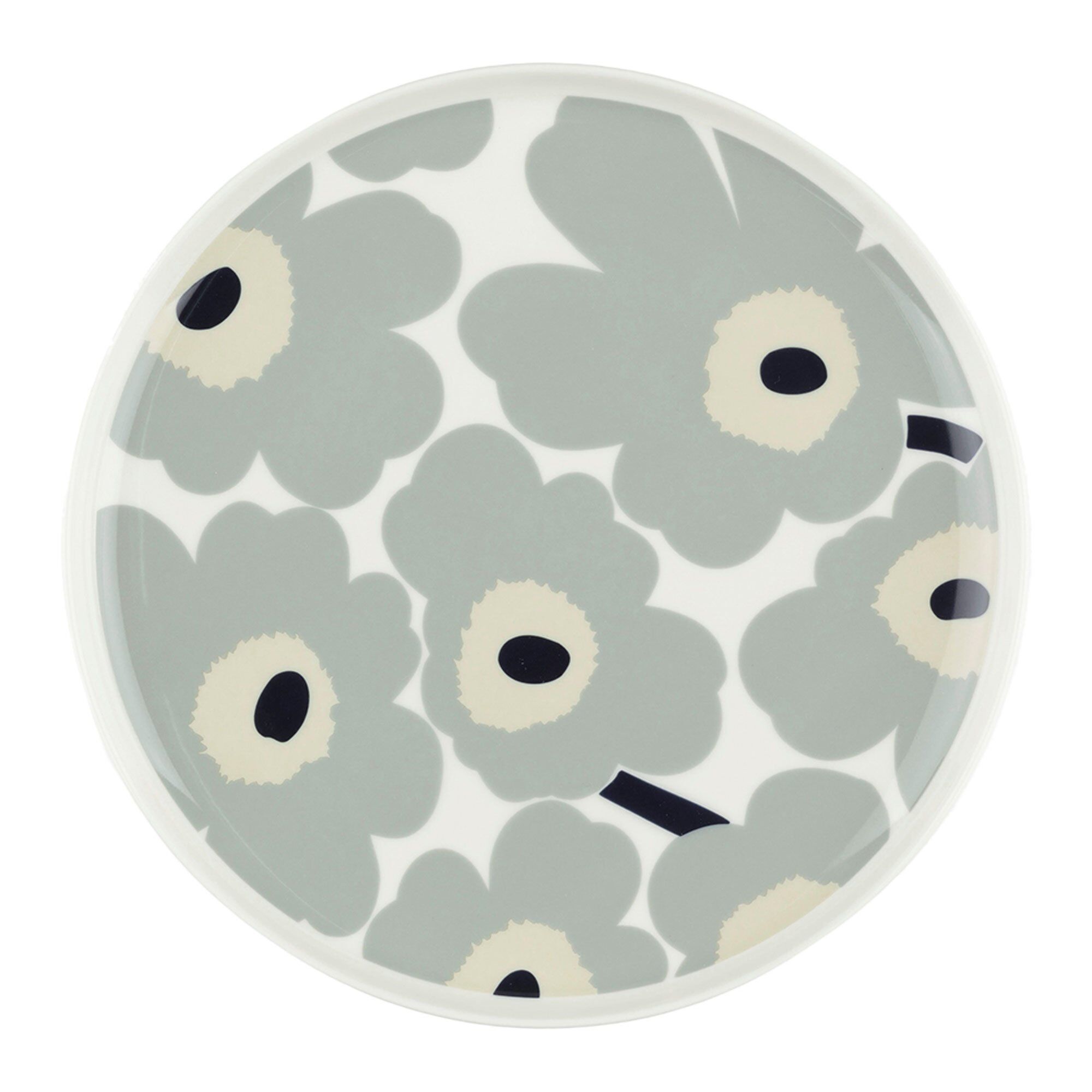 Marimekko Unikko Tallerken ø25  Hvid Grå Sand Blå