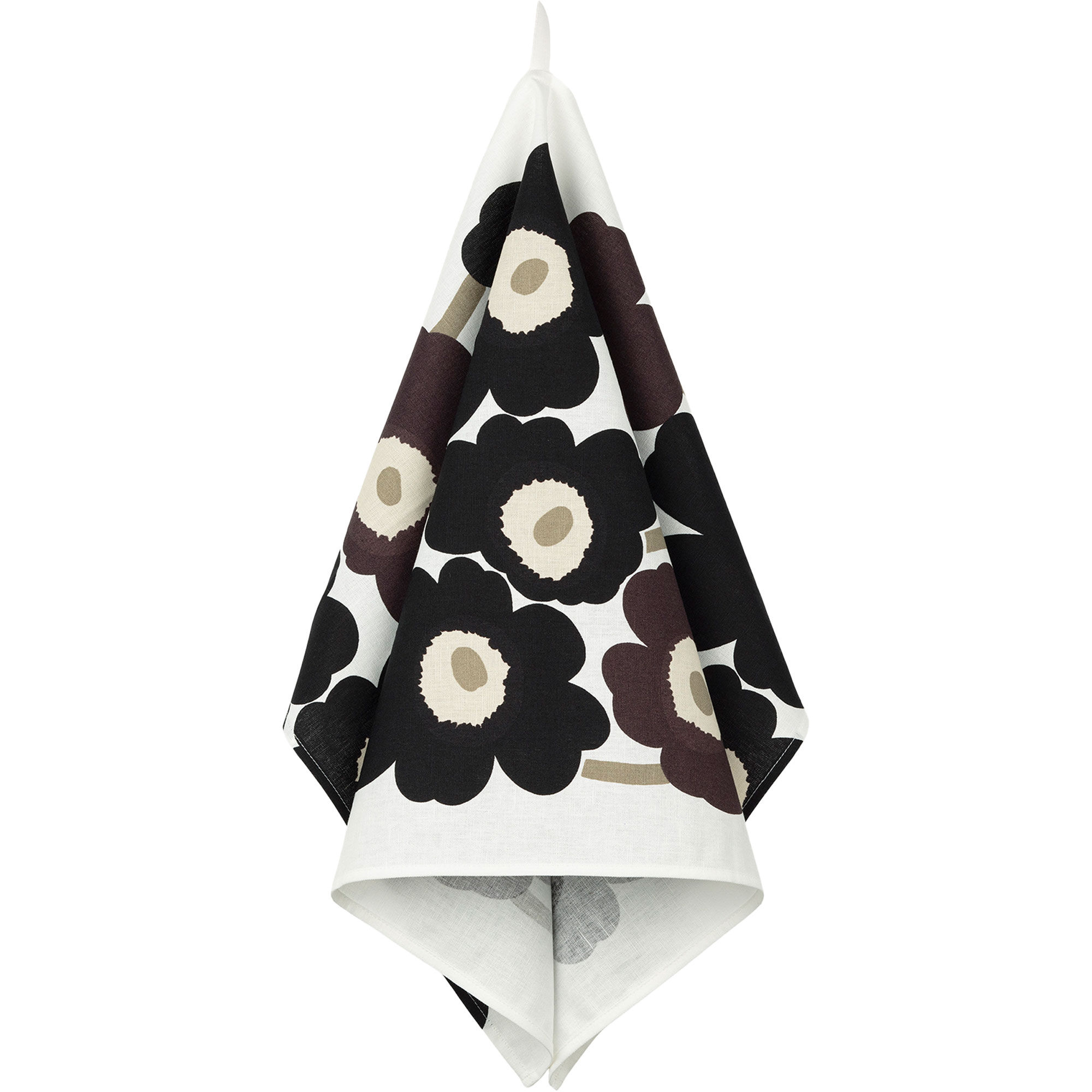 Marimekko Unikko Viskestykke 47   70 Cm  Hvid Beige Sort