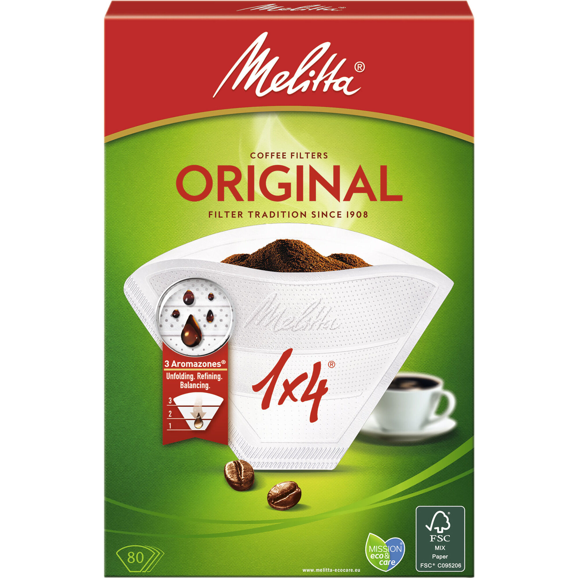 Melitta 1x4 80 Kaffefiltre  Hvid