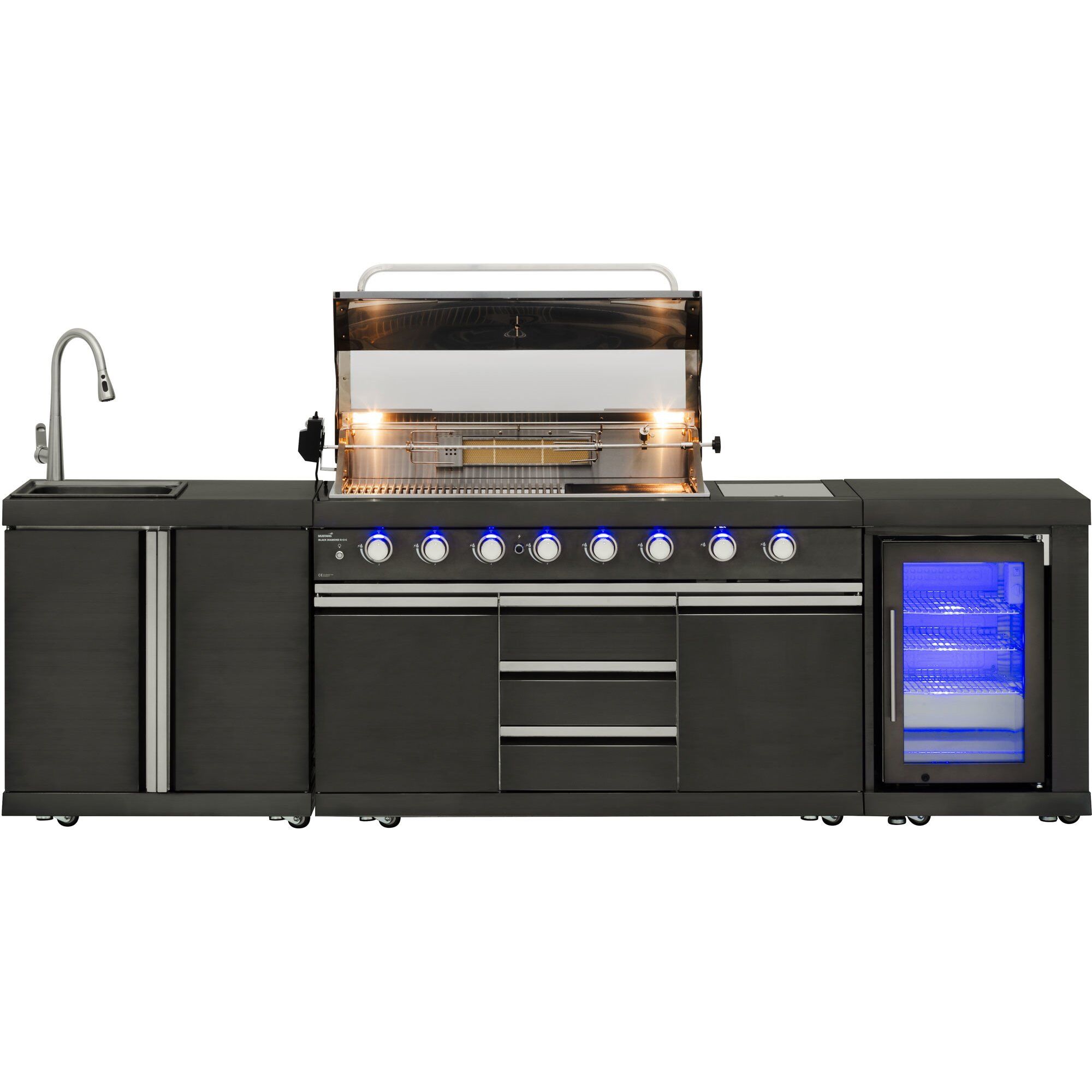 Mustang Gasgrill Black Diamond     Sommerkøkken Med Køleskab Og Vandhane